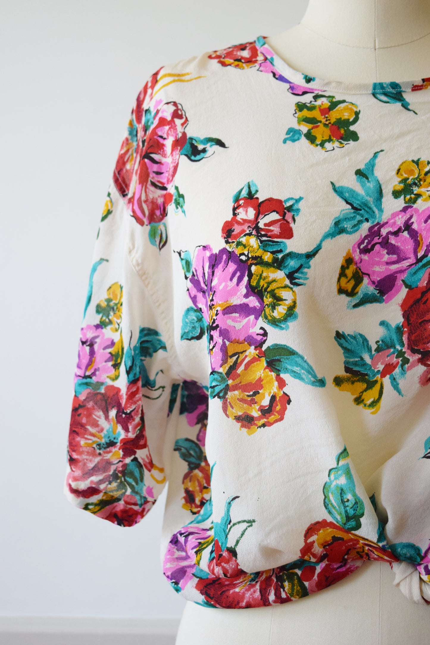 Silk Floral T |1990s | L