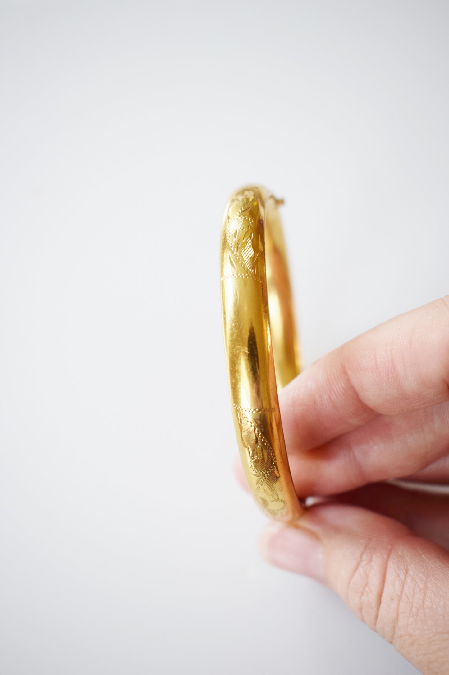 Vintage Gold-filled Bangle Bracelet | Etched Floral Design