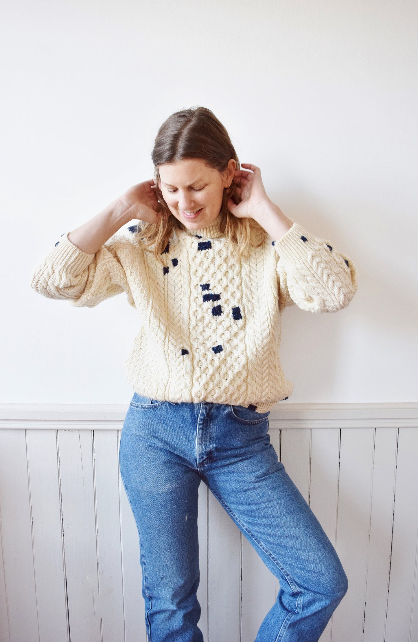 Make-Do Wool Sweater | Irish Cableknit with Custom Mends