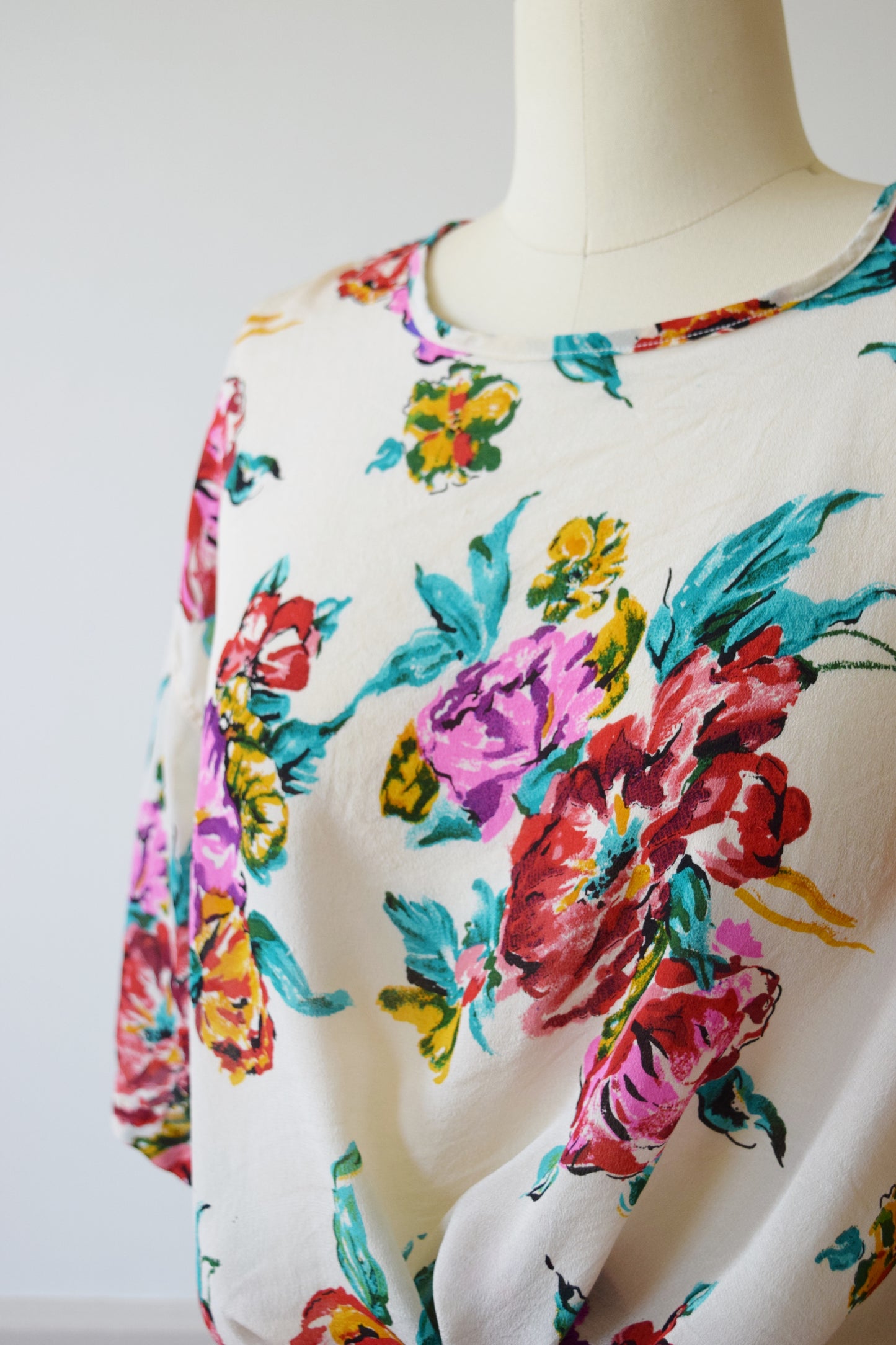 Silk Floral T |1990s | L
