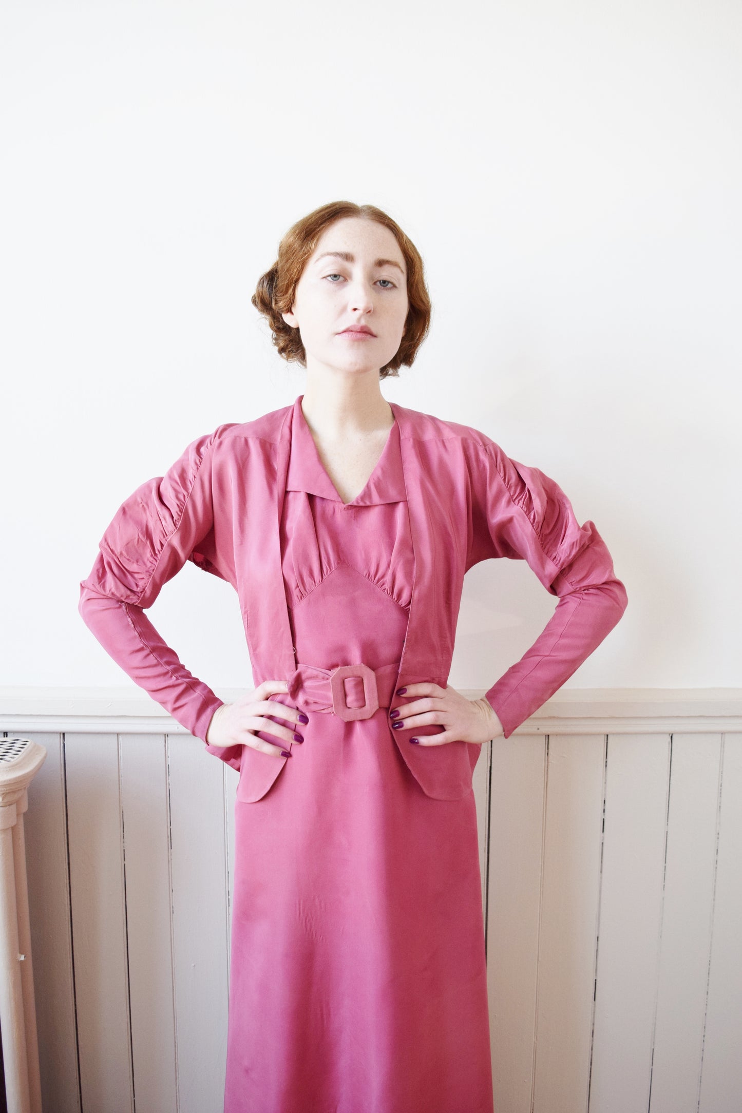 1930s 3 Piece Pink Taffeta Gown | XXS/XS