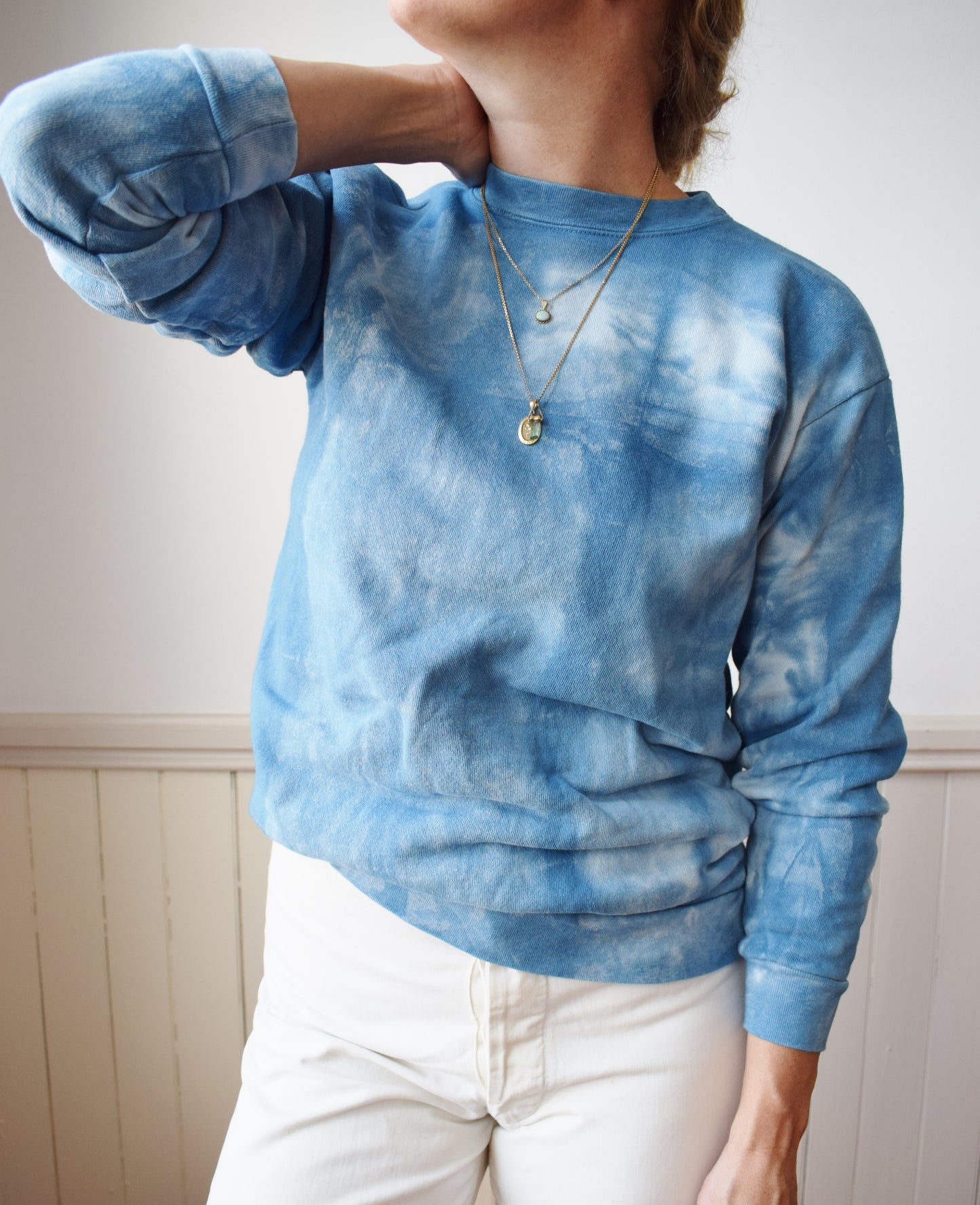 Indigo Dyed Sweatshirt, Window Pane Series 1