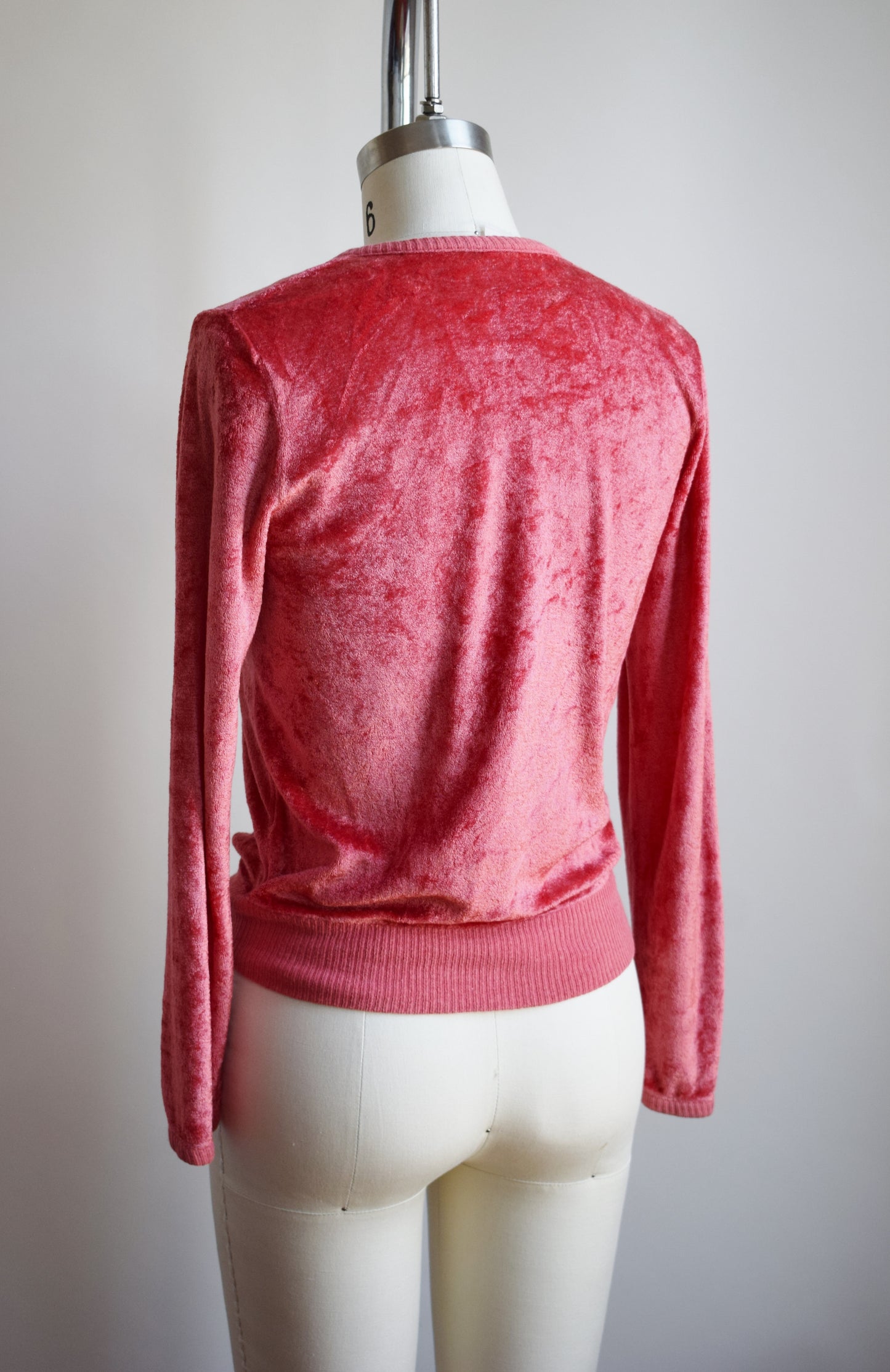 1970s Watermelon Velour V-neck | S