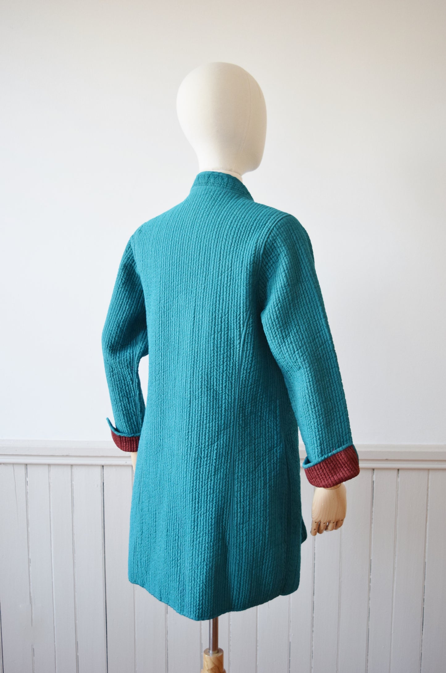 Long Line Quilted Teal Jacket | S/M