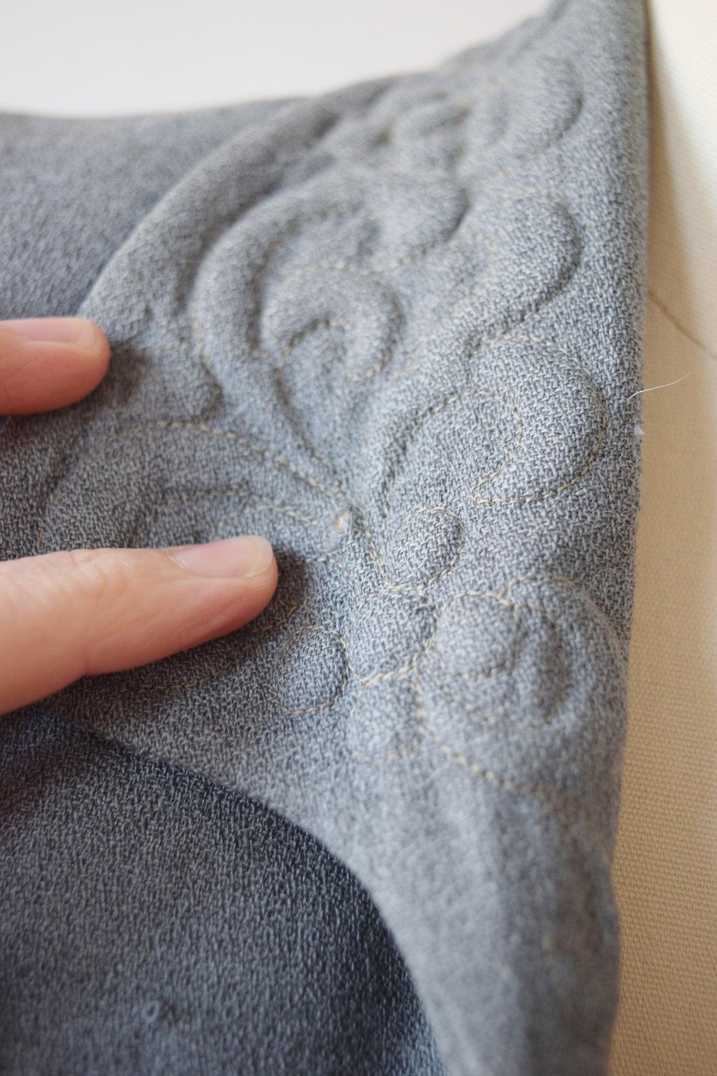 1940s Trapunto Grey Wool Swing Jacket | M