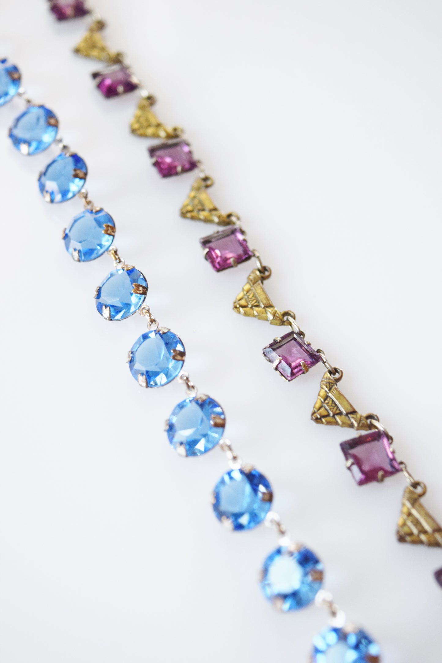 Vintage Art Deco Blue Glass Necklace