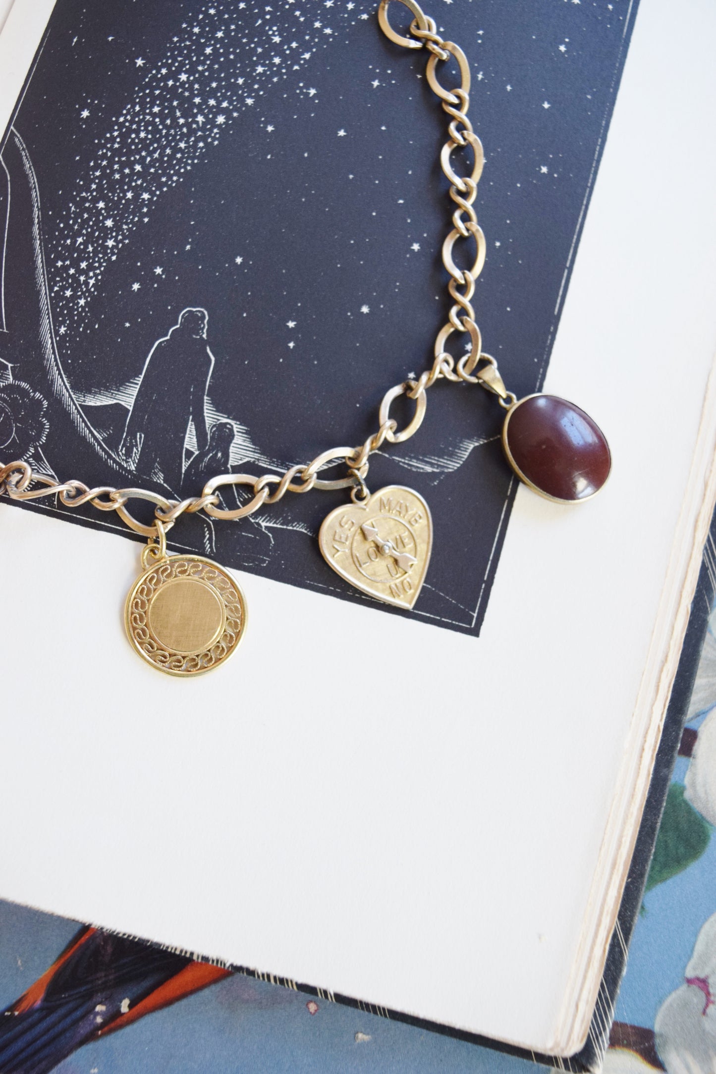 Vintage Gold "Yes No Maybe" Charm Bracelet | Mid-Century Charm Bracelet