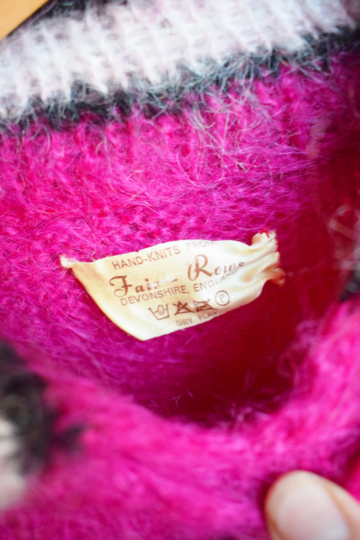 Hand Knit Hot Pink Mohair Penguin Sweater | L/XL