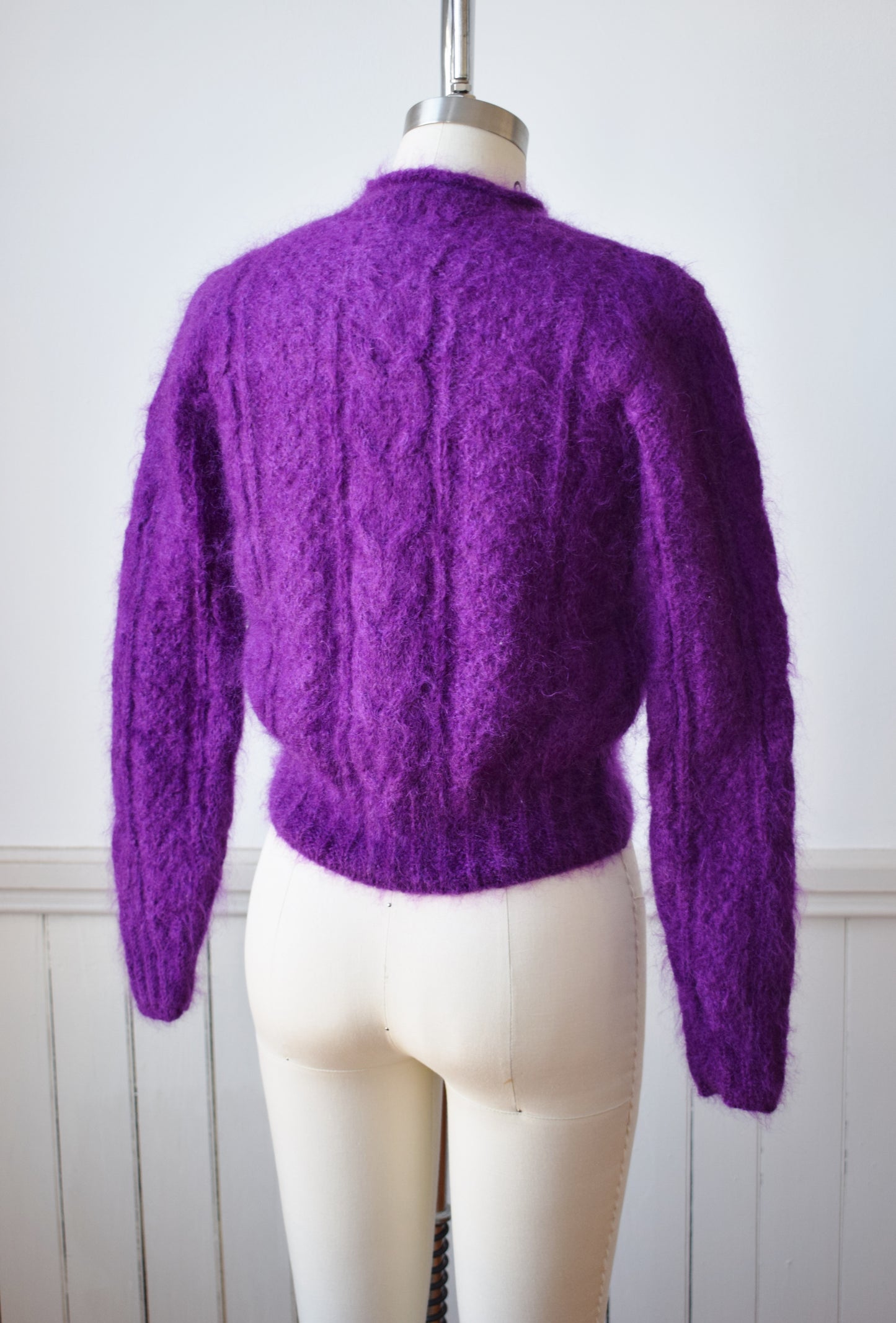 Purple Mohair Cropped Cable Knit by United Colors of Benetton | S/M