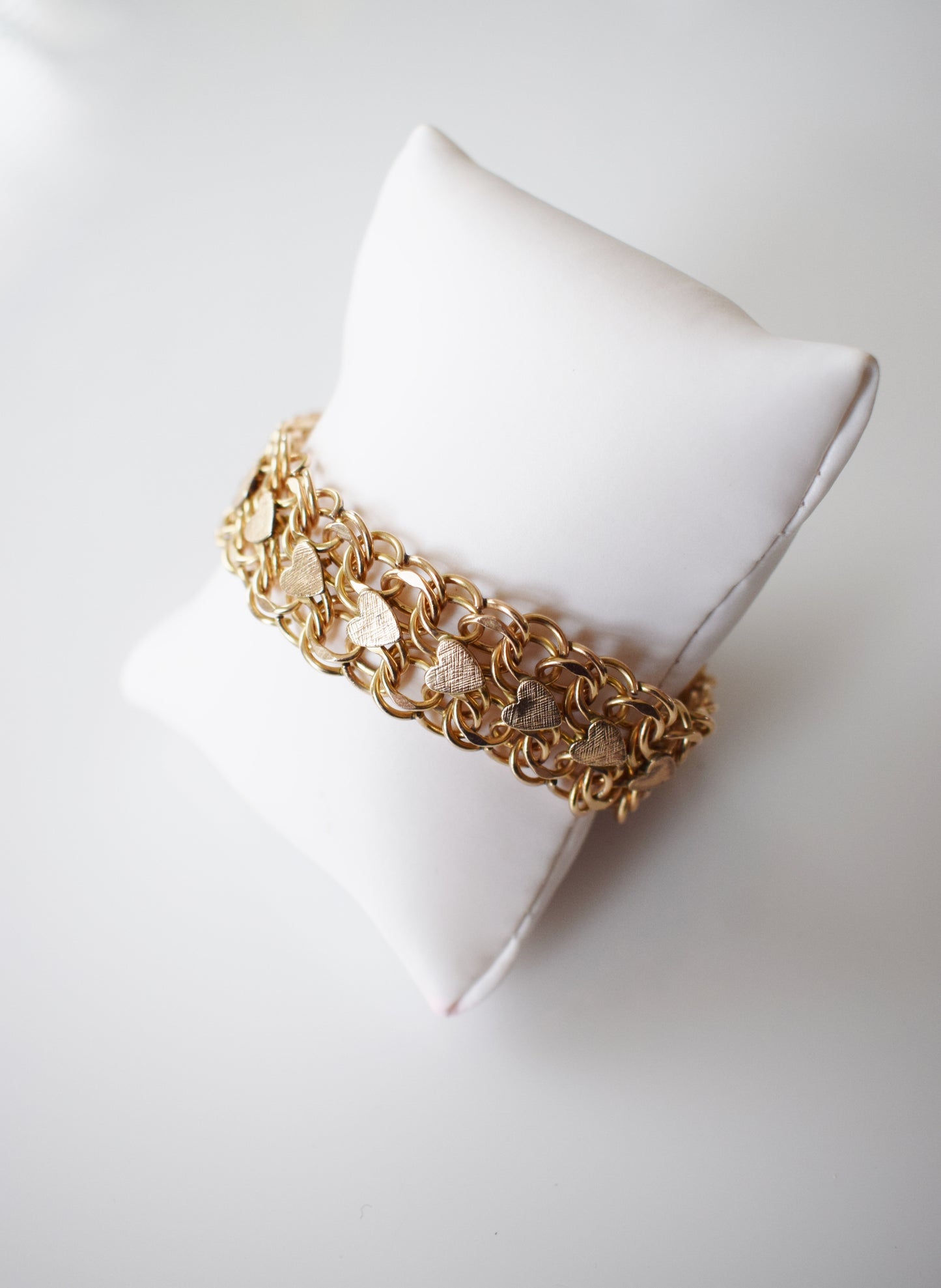 Vintage Heart + Double Link Gold Fill Bracelet for Charms