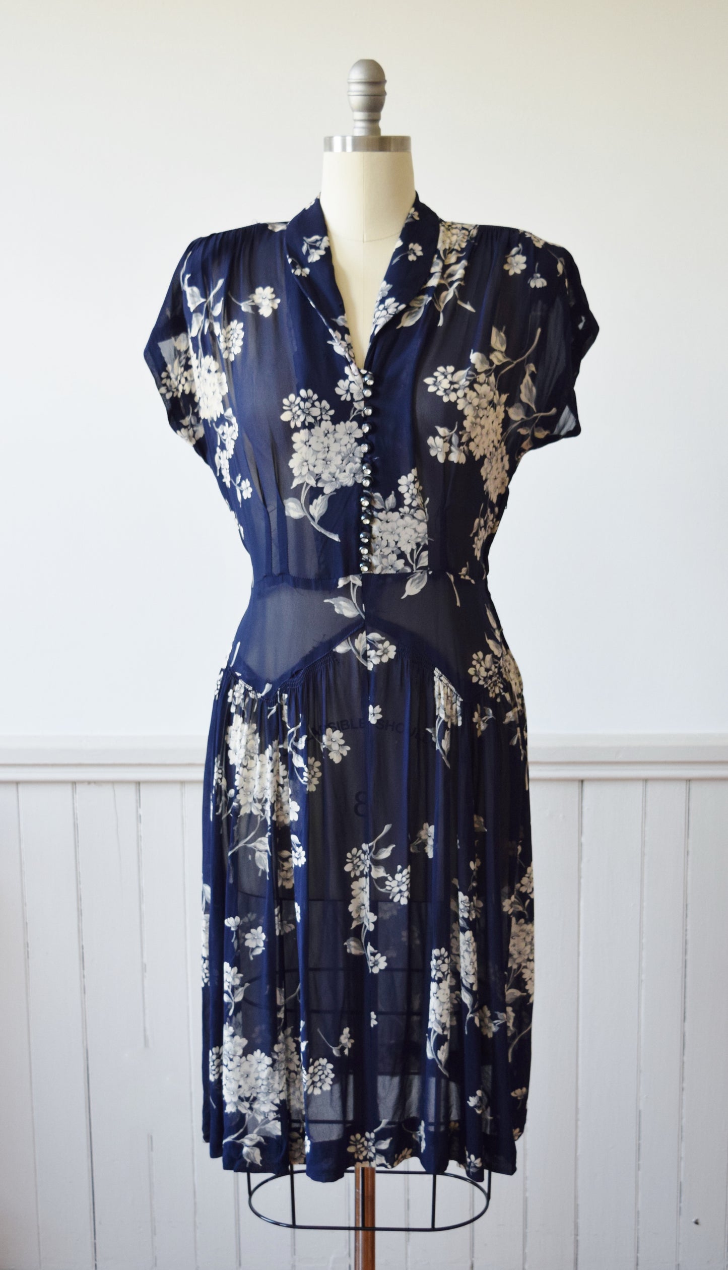 Sepia Tone Floral Frock | 1940s | L/PL