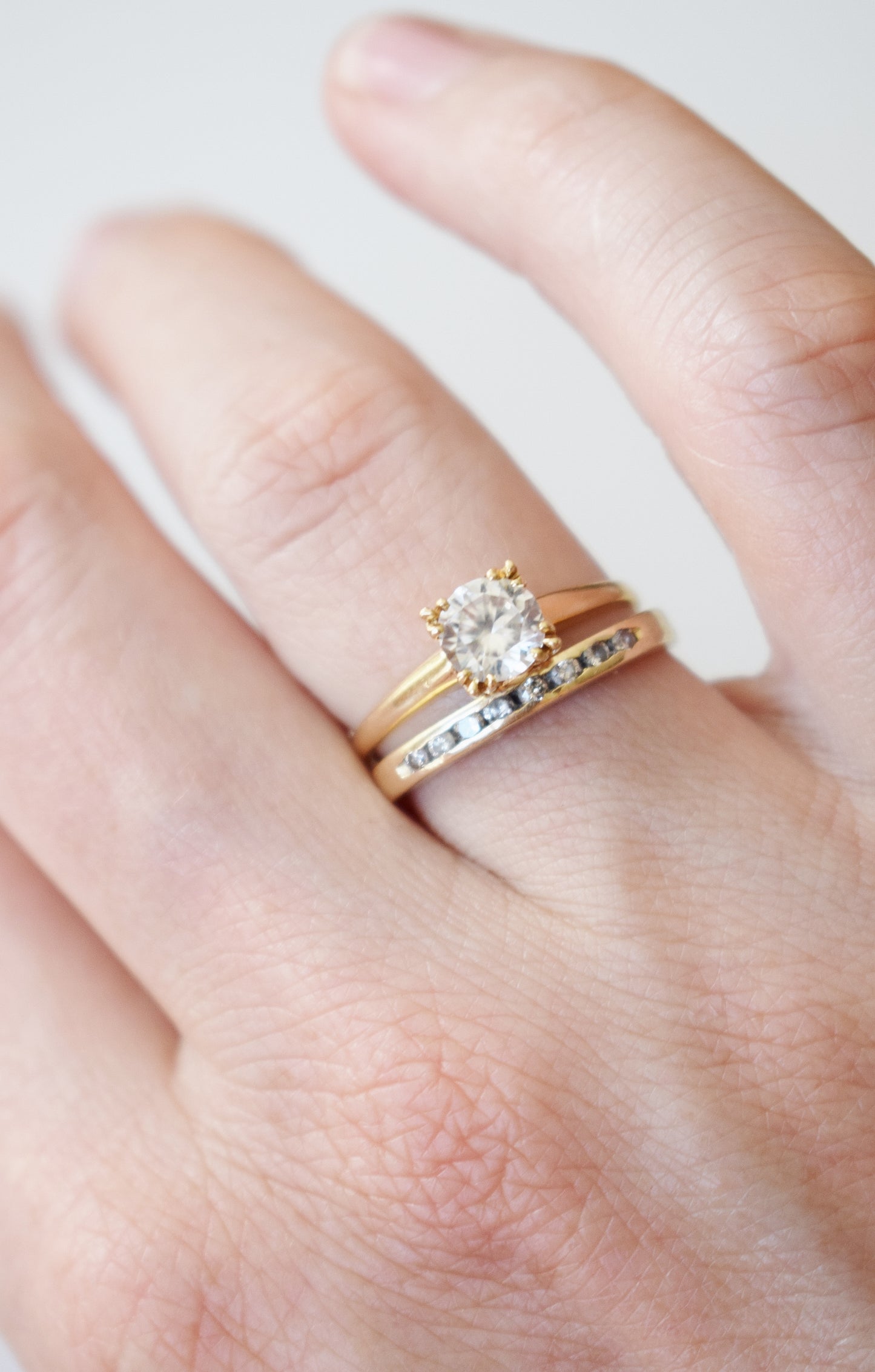 Vintage Art Deco 14kt Gold and Crystal Solitaire Ring | US 7.25