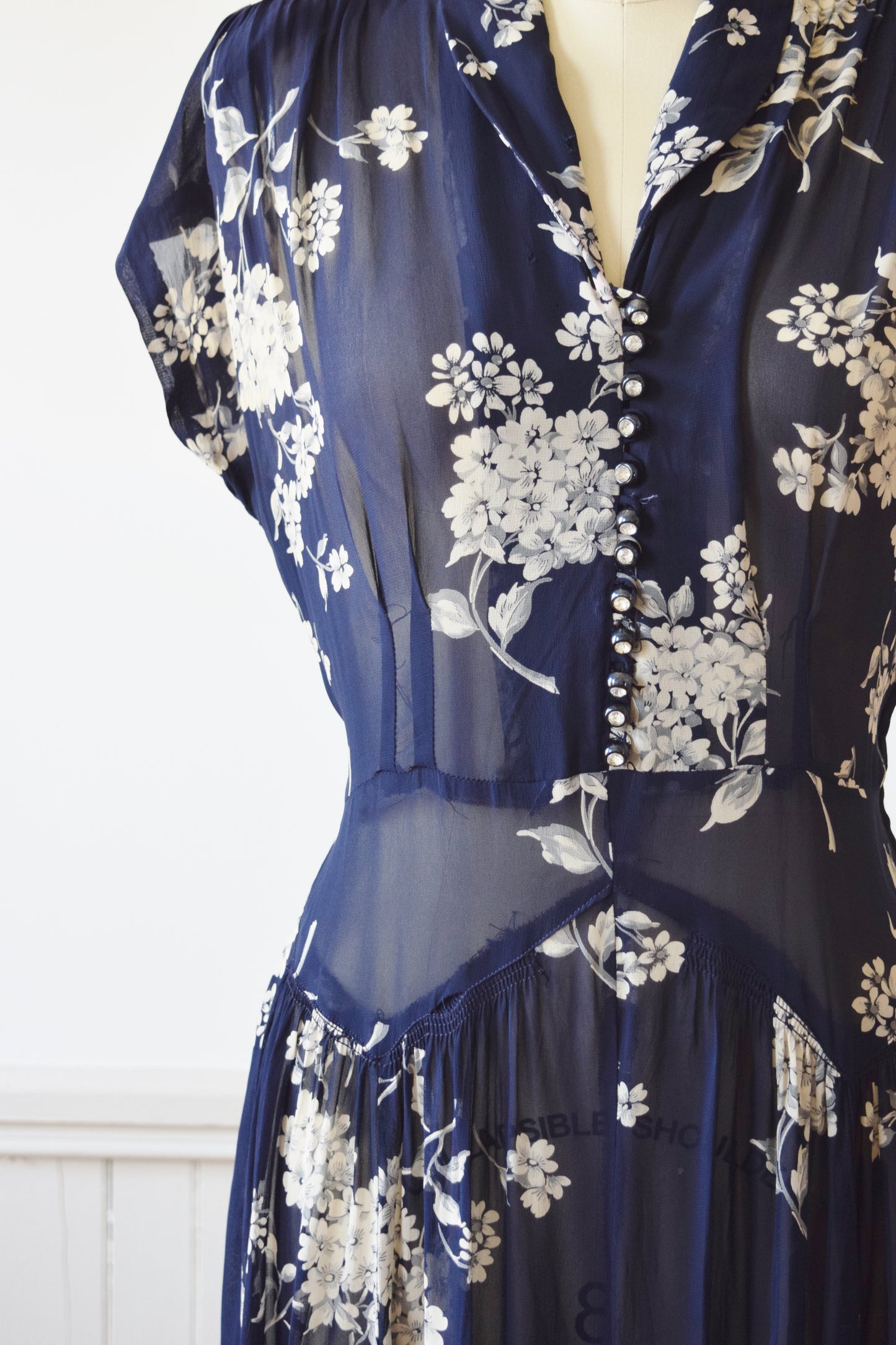 Sepia Tone Floral Frock | 1940s | L/PL