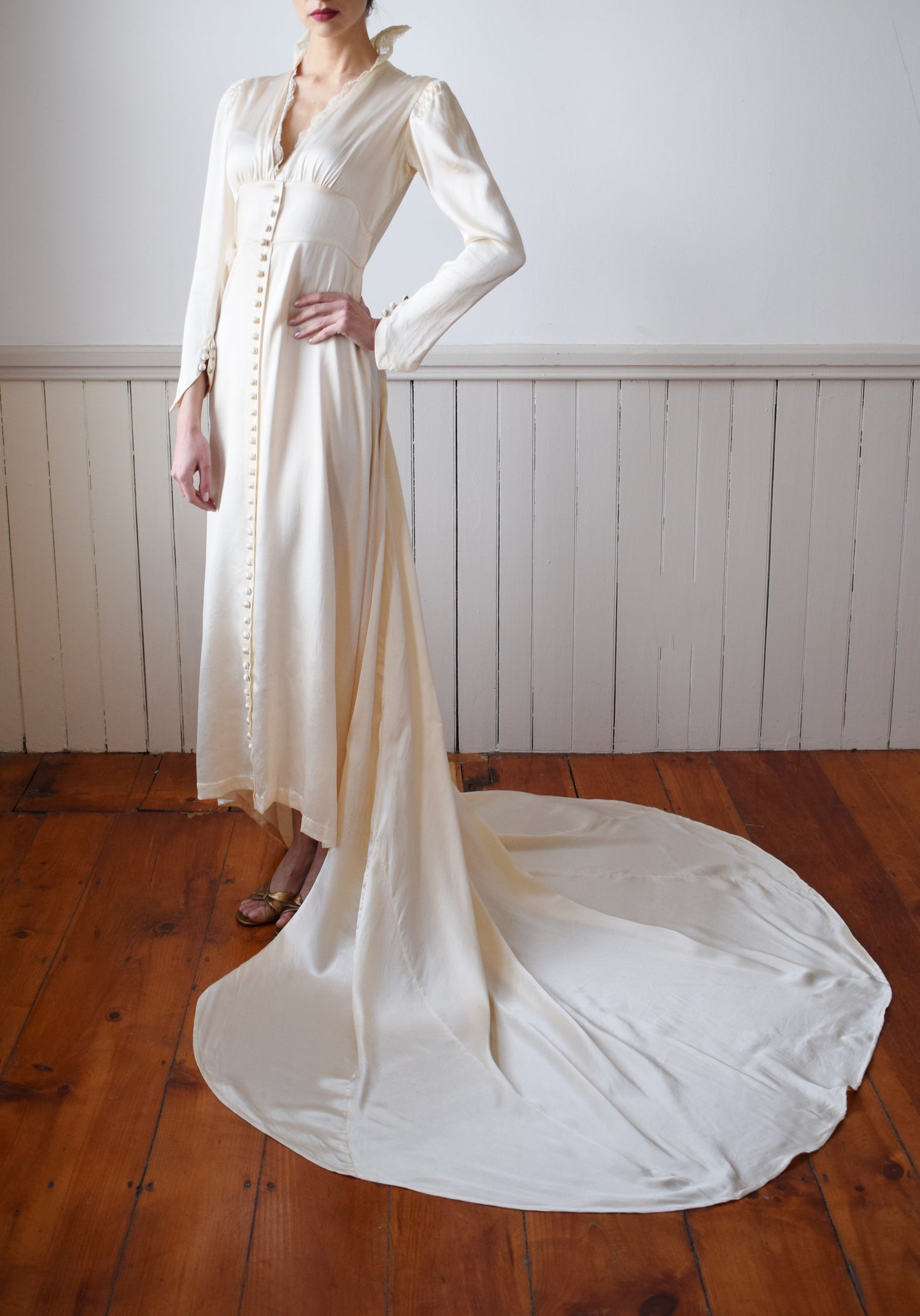 1930s Silk Satin Wedding Gown | S/M