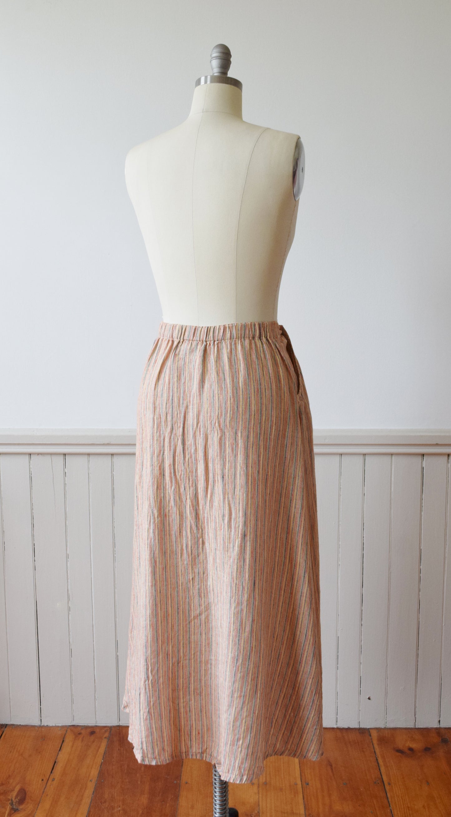 Woven Stripe Linen Skirt by Flax | M