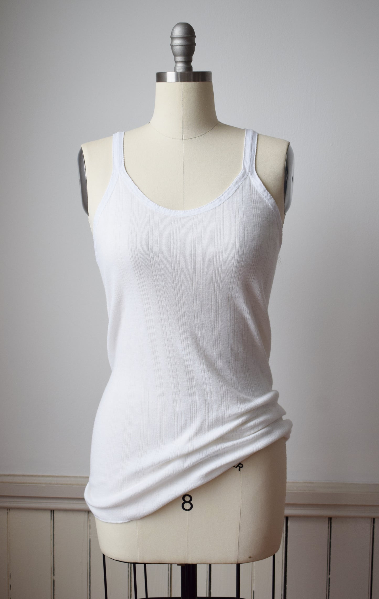 1940s White Knit Tank Top | M/L
