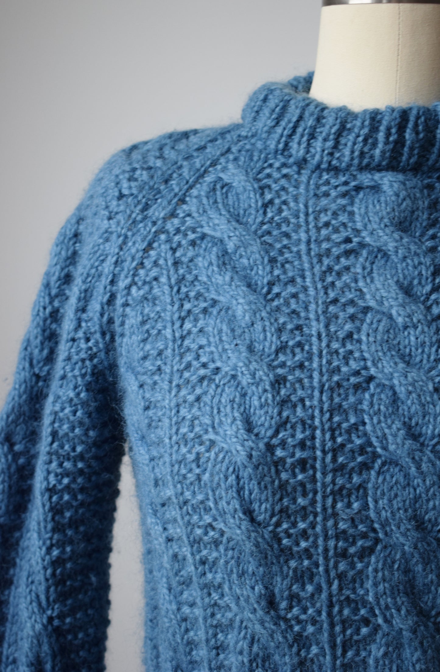 Indigo Dyed Wool Cable Knit Sweater | S/M