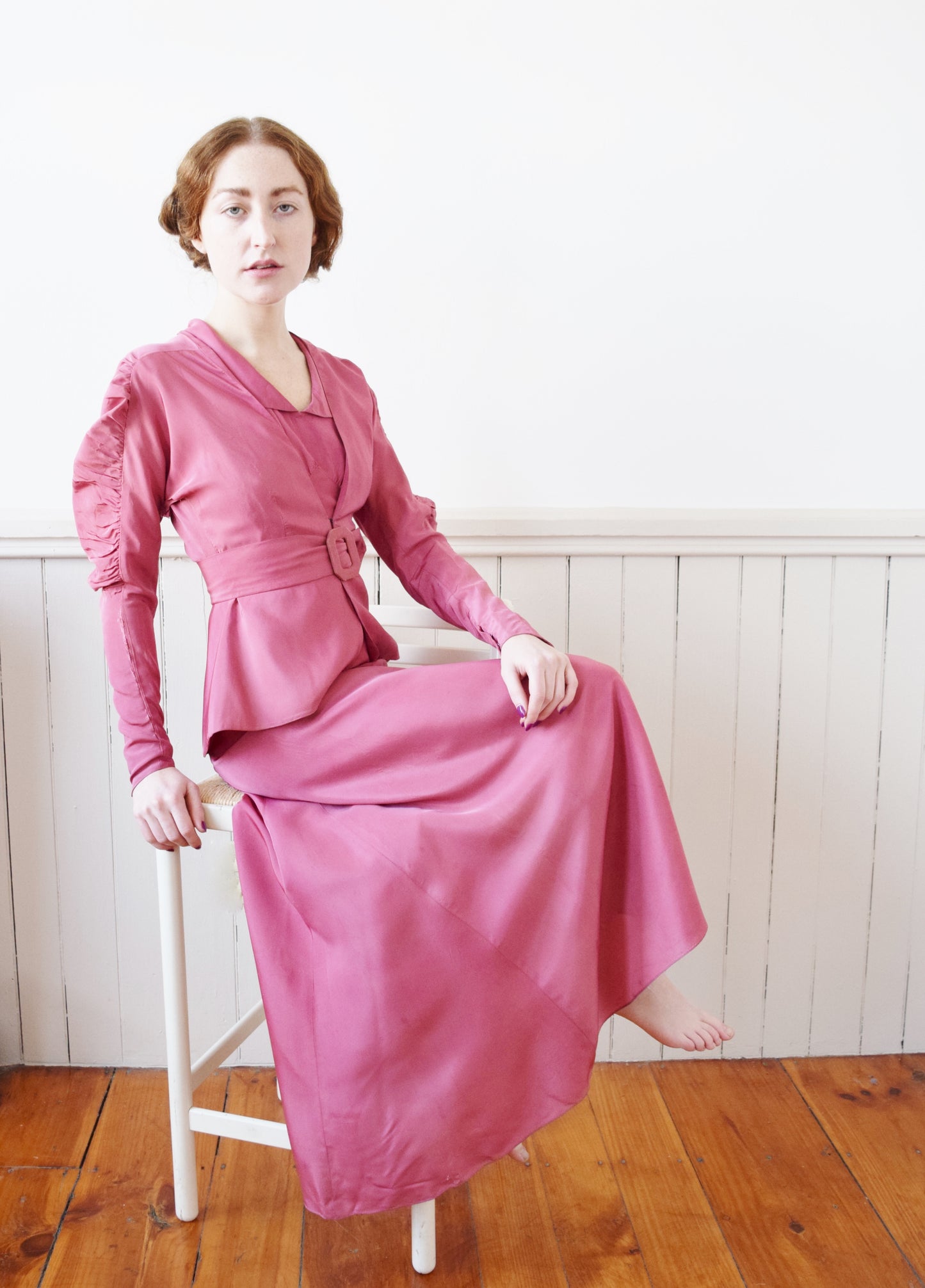 1930s 3 Piece Pink Taffeta Gown | XXS/XS
