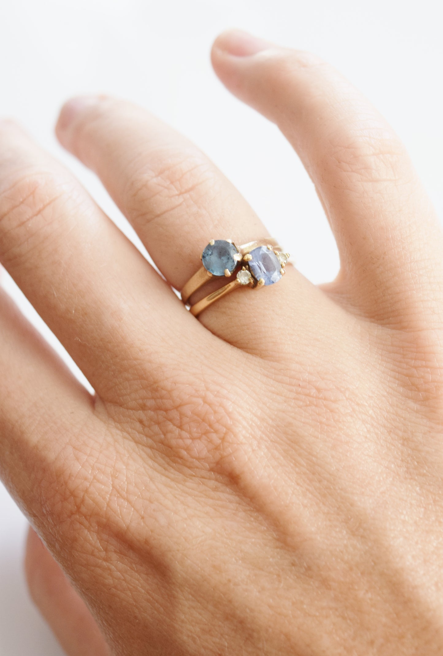 Antique 10k Gold and Aquamarine Stacking Ring | 6.5