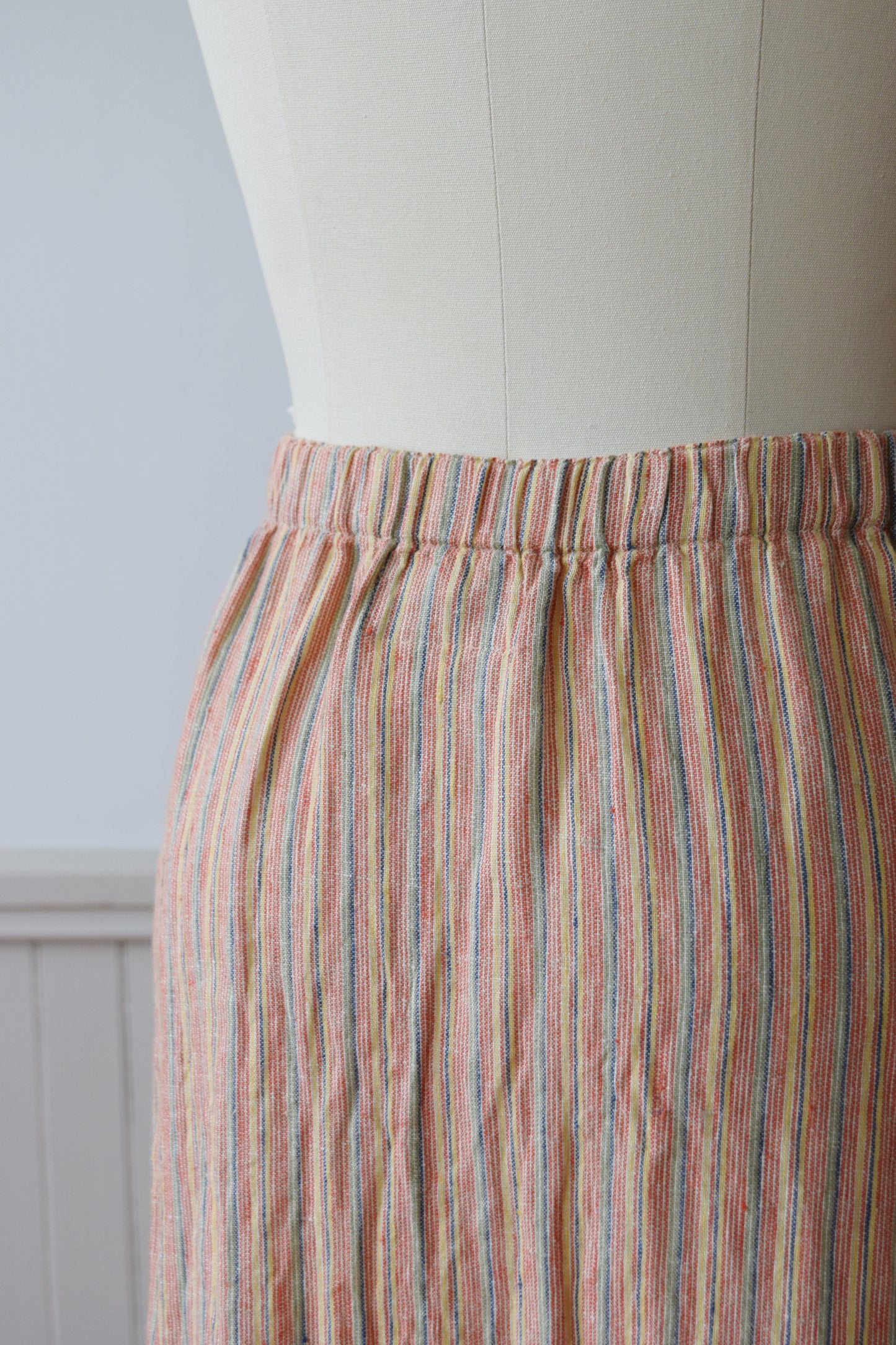 Woven Stripe Linen Skirt by Flax | M