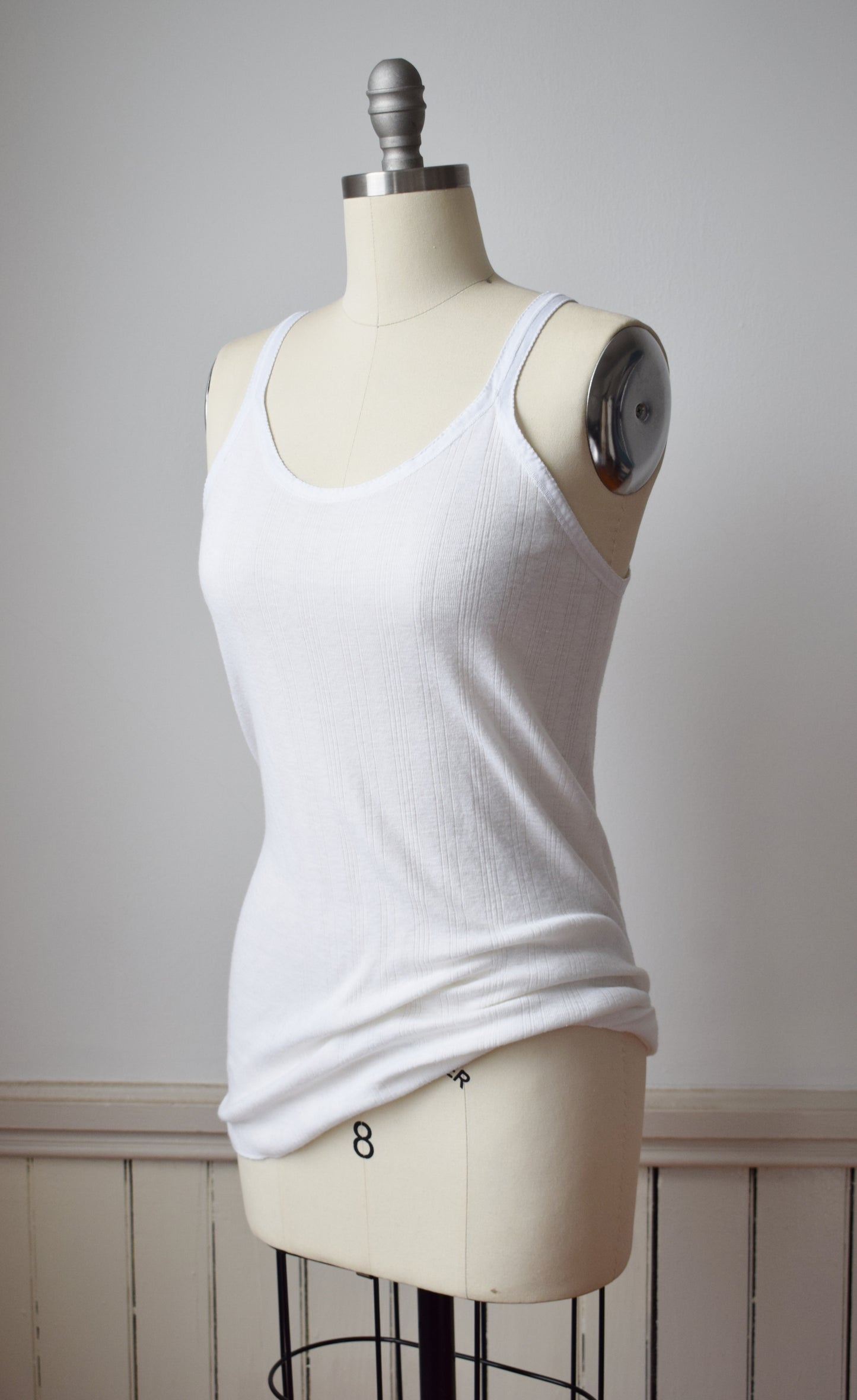 1940s White Knit Tank Top | M/L