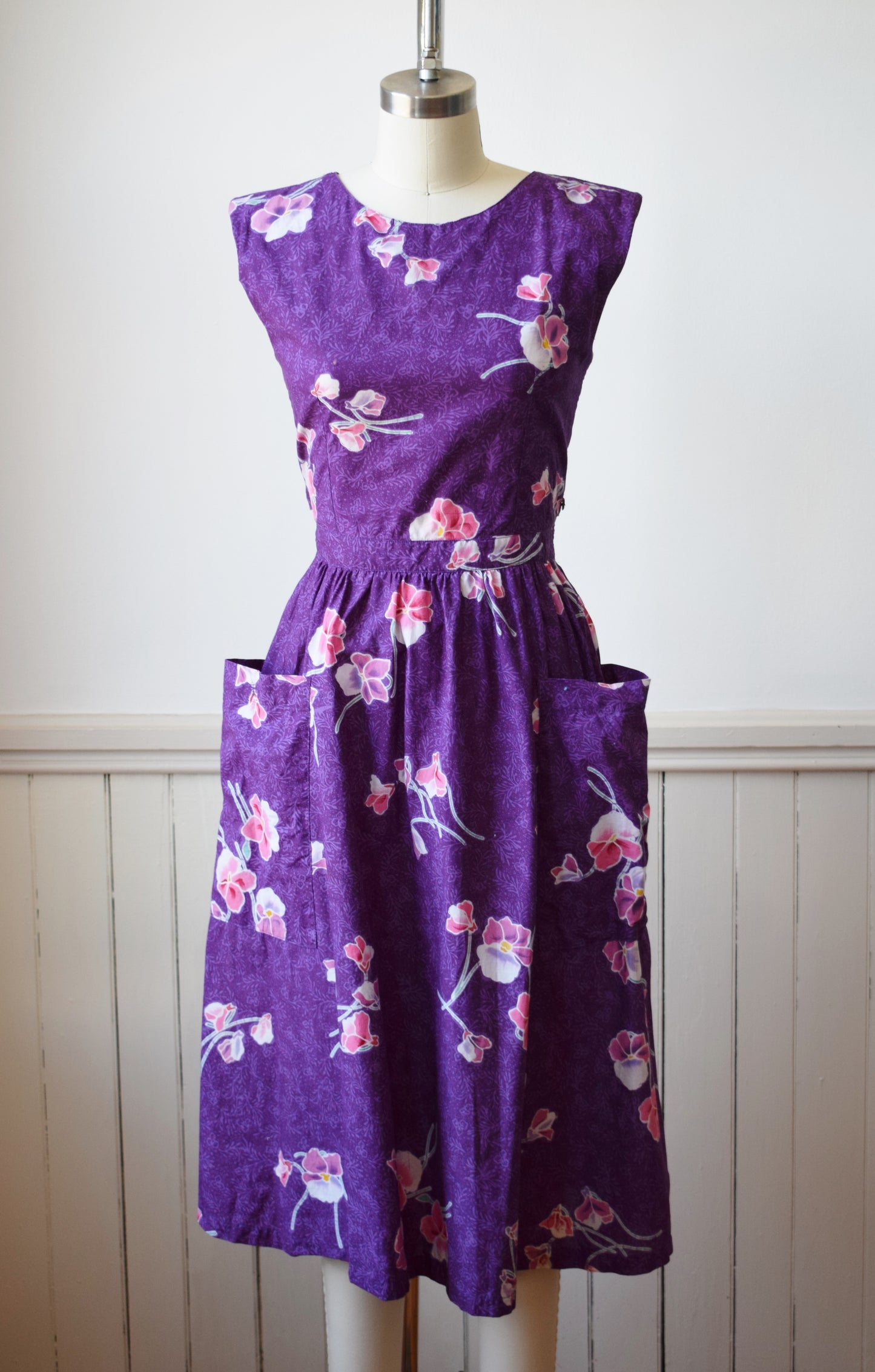 Vintage Wrap Back Batik Cotton Sundress | XS