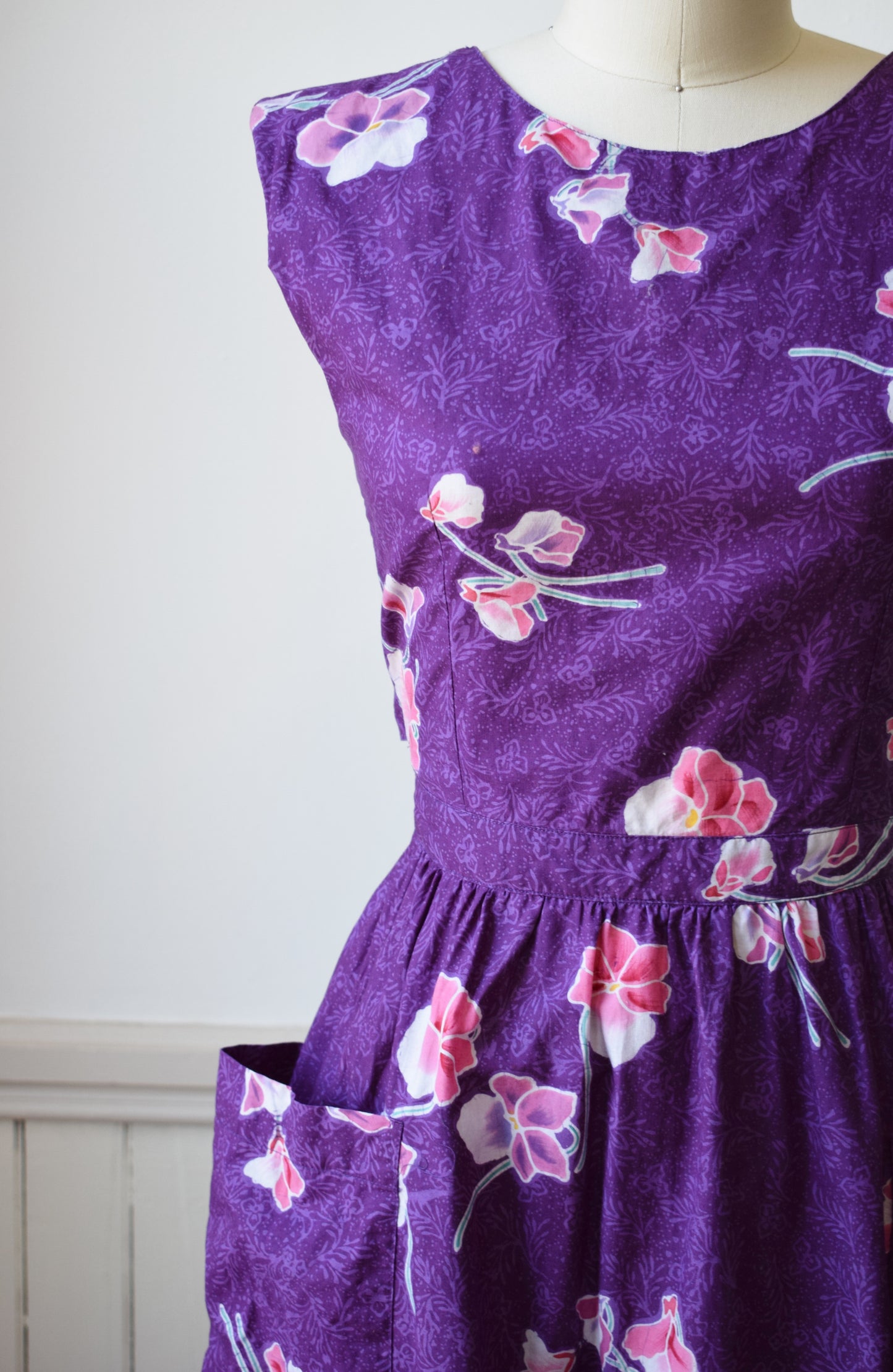 Vintage Wrap Back Batik Cotton Sundress | XS