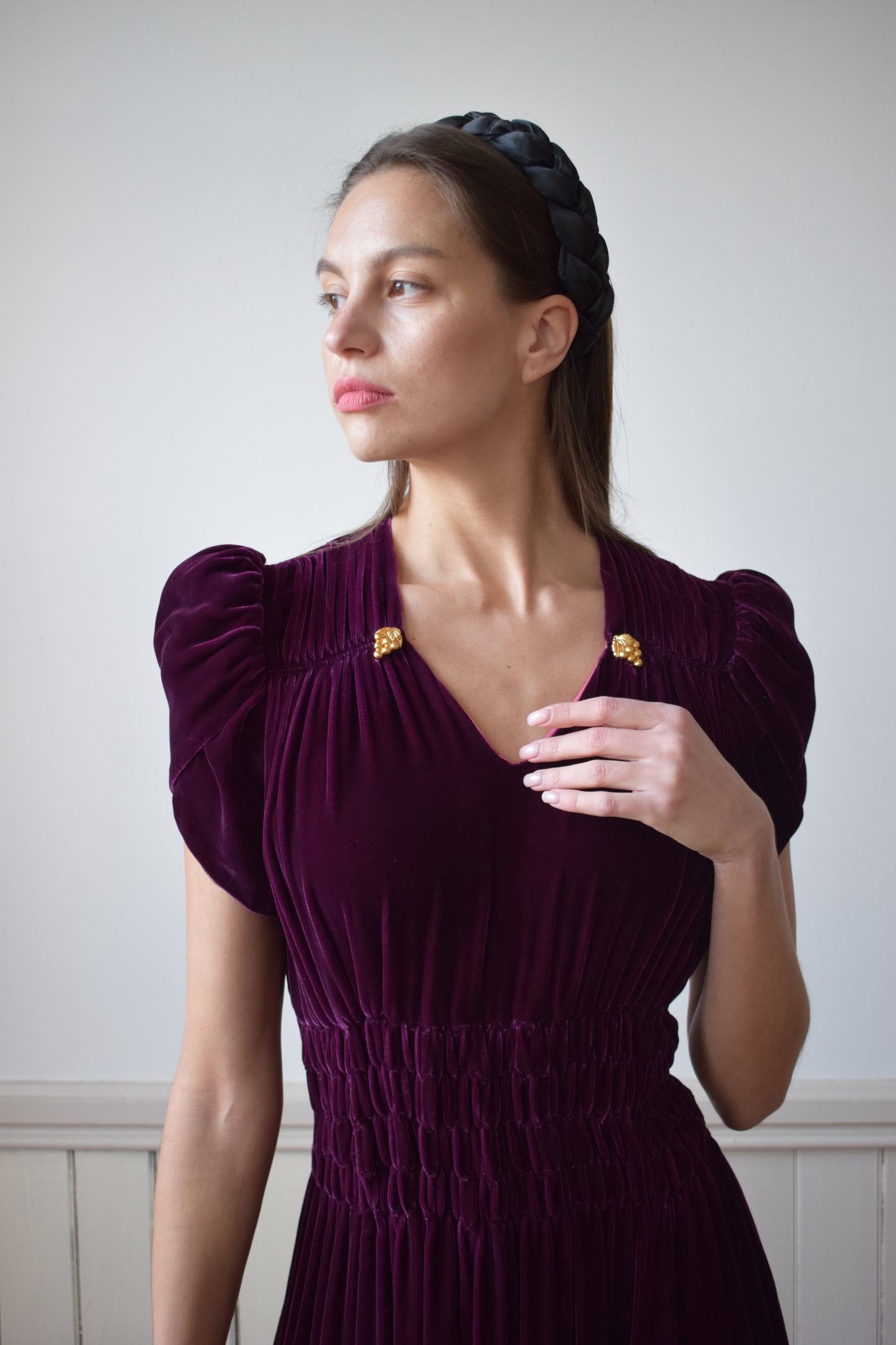 1940s Cabarnet Red Velvet Gown | S