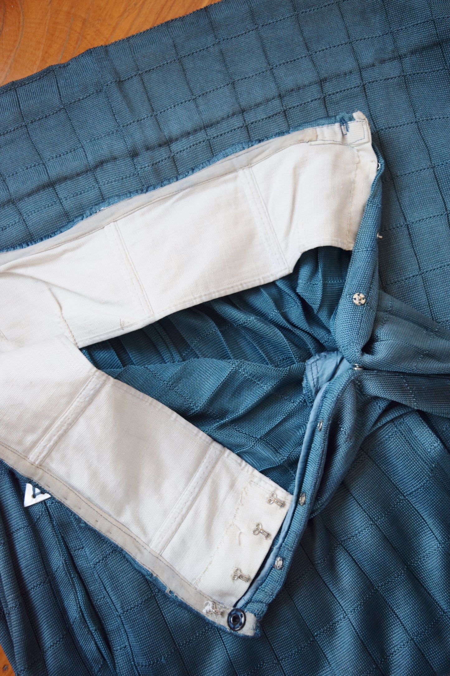1920s Peacock Blue Knit Skirt | XS/S