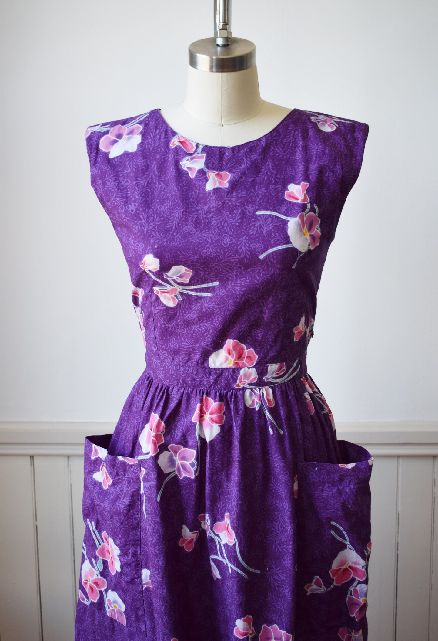 Vintage Wrap Back Batik Cotton Sundress | XS