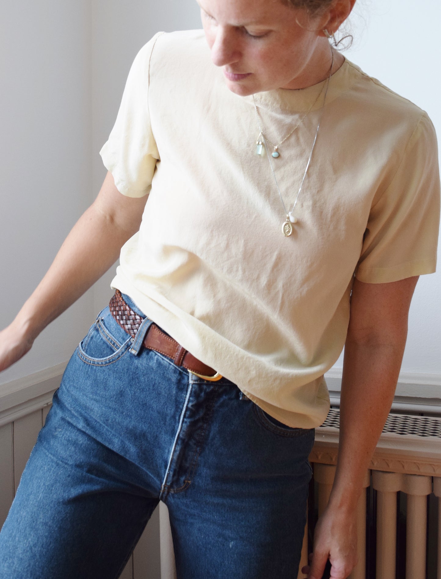 Vintage Almond Silk Tee