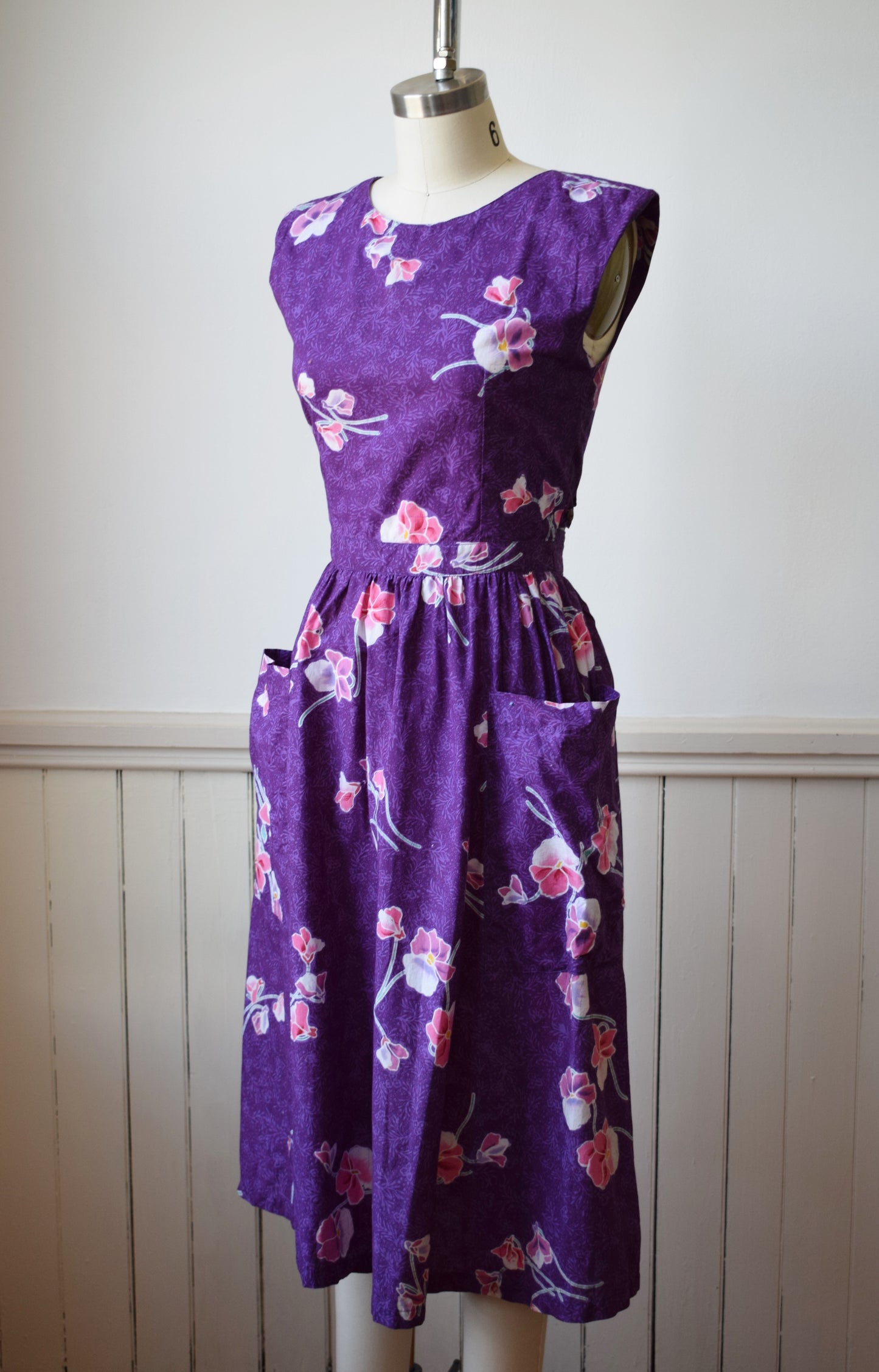 Vintage Wrap Back Batik Cotton Sundress | XS