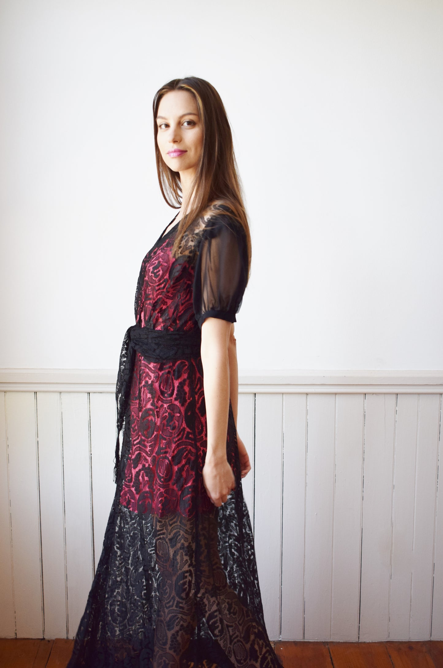 1930s Silk Lace Gown | S/M