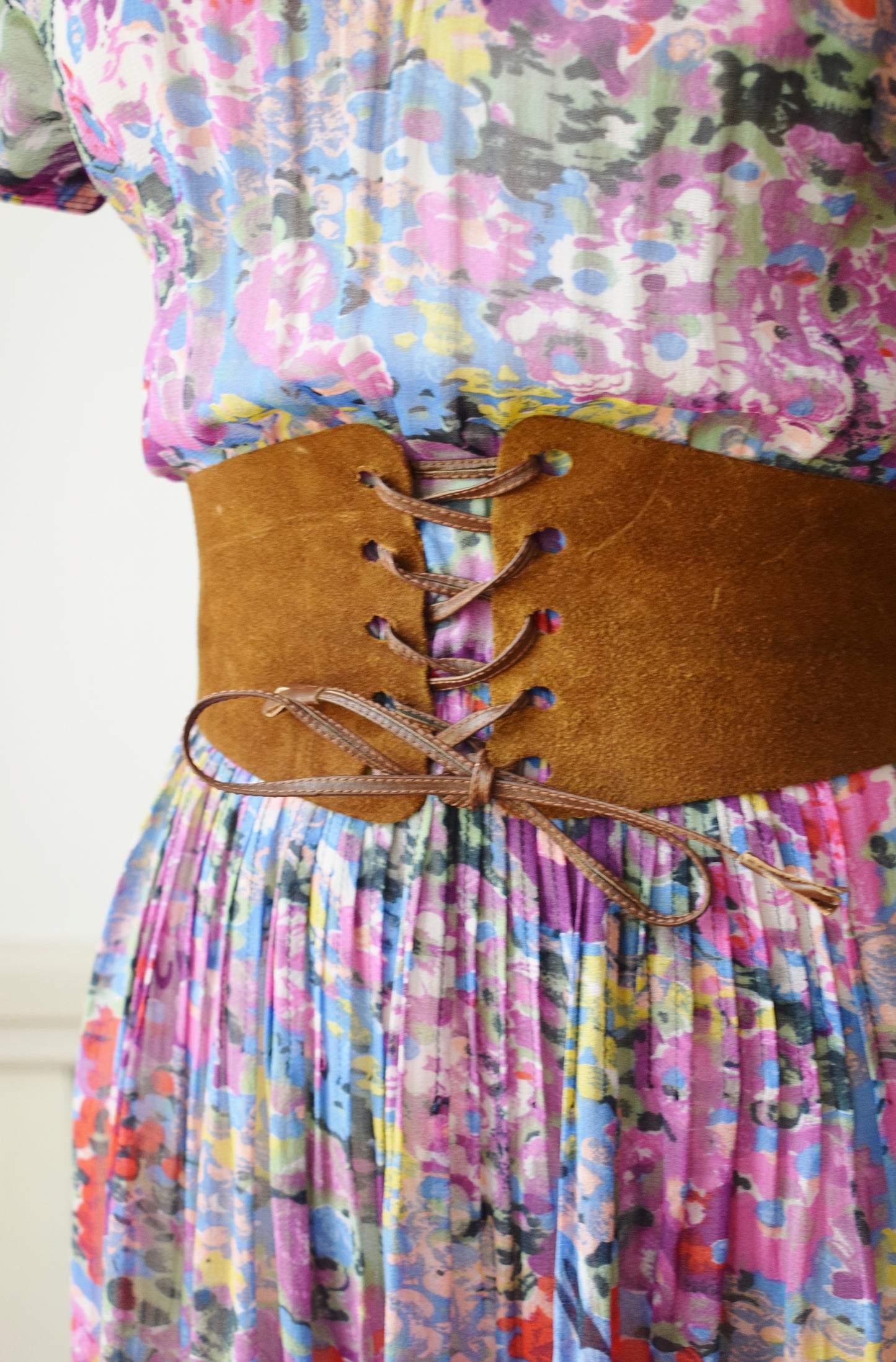 1970s Leather Corset Belt | 25-28" W
