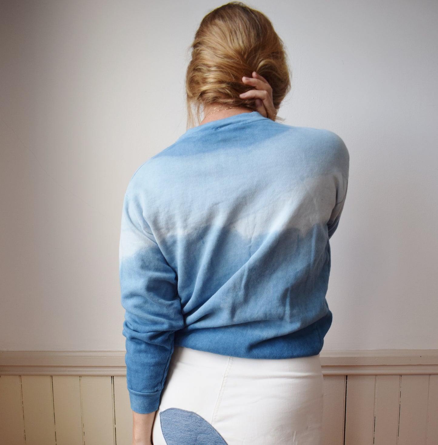 Indigo Dyed Sweatshirt, Window Pane Series 1