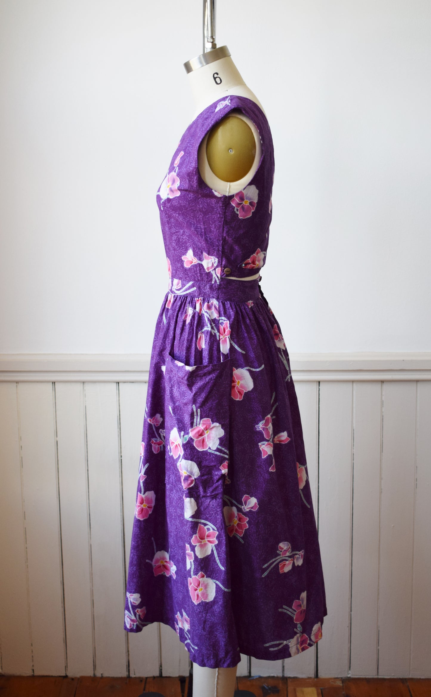 Vintage Wrap Back Batik Cotton Sundress | XS