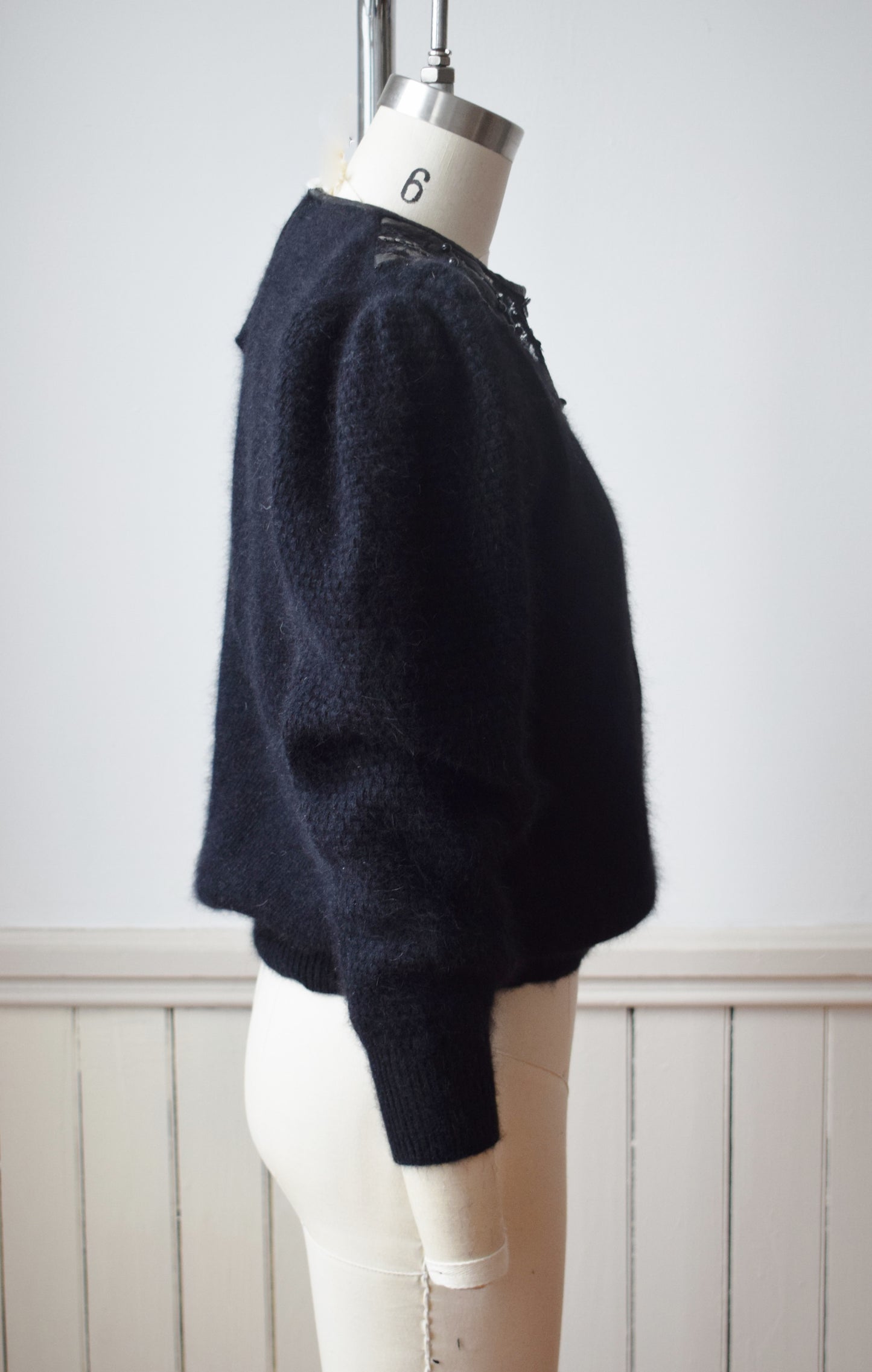1980s Angora, Leather and Lace Sweater | S/M