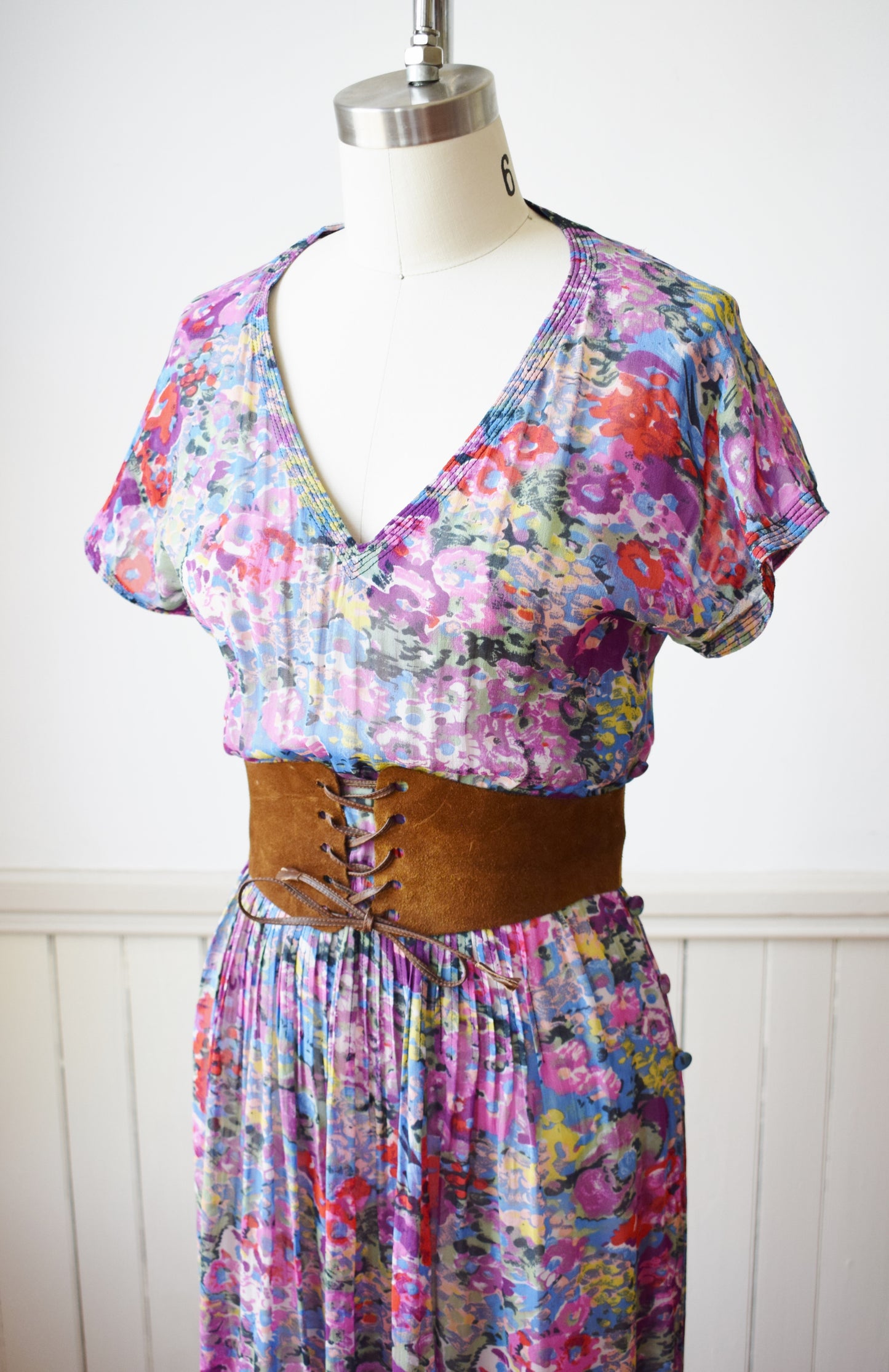 1970s Leather Corset Belt | 25-28" W