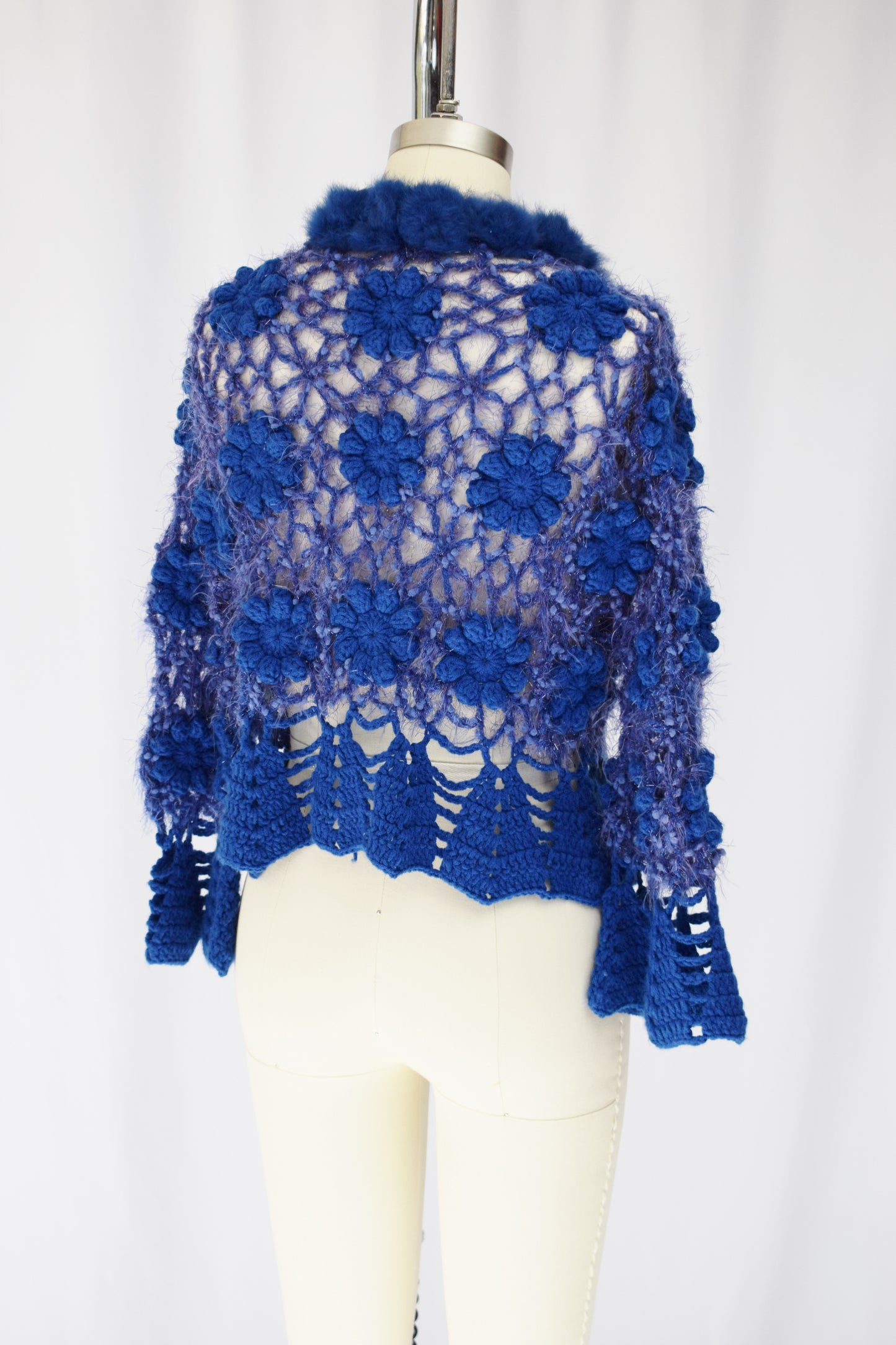 Vintage Fuzzy Crochet and Rabbit Fur Jacket | M