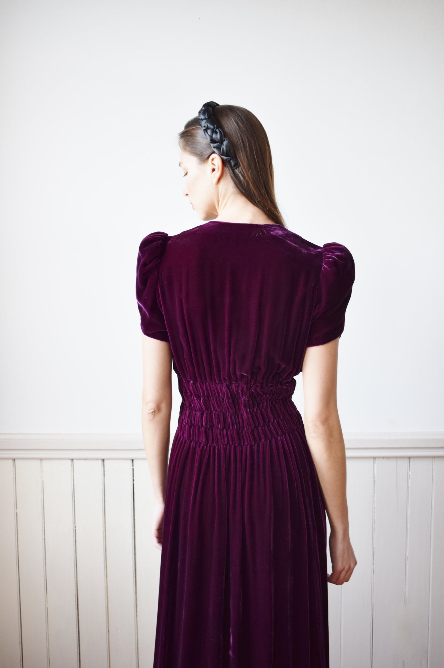 1940s Cabarnet Red Velvet Gown | S