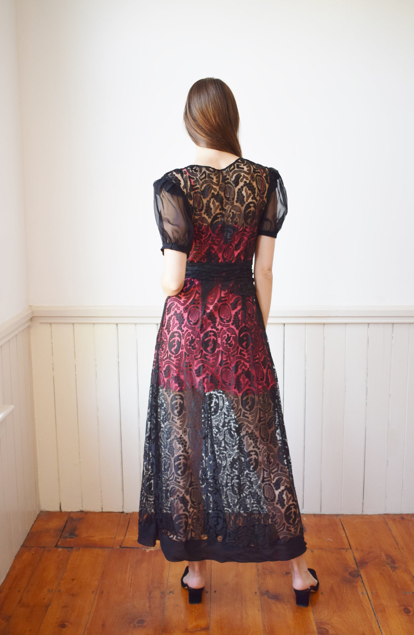 1930s Silk Lace Gown | S/M