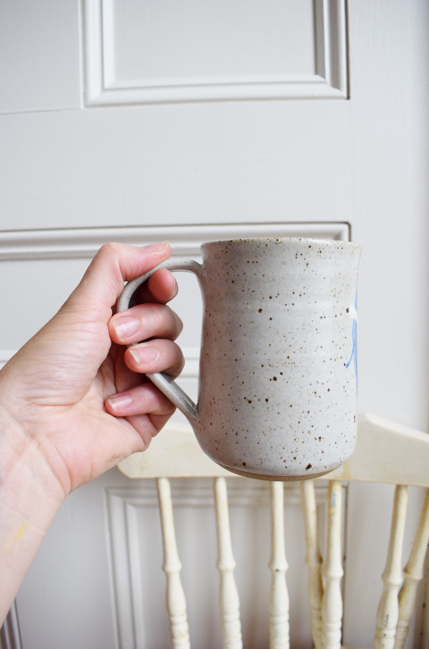 Pair of Vintage Hand-Turned Glazed Ceramic Mugs
