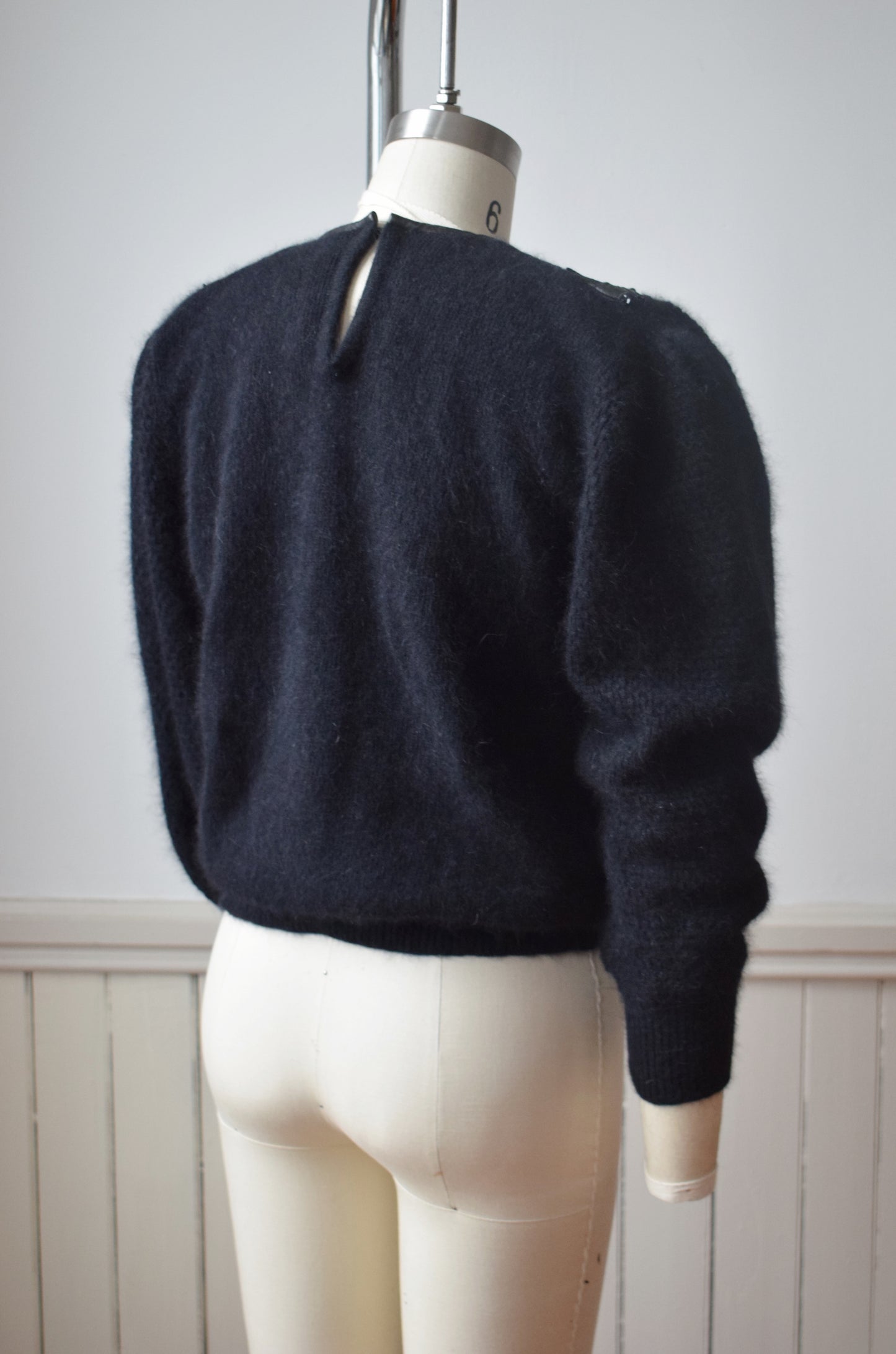 1980s Angora, Leather and Lace Sweater | S/M