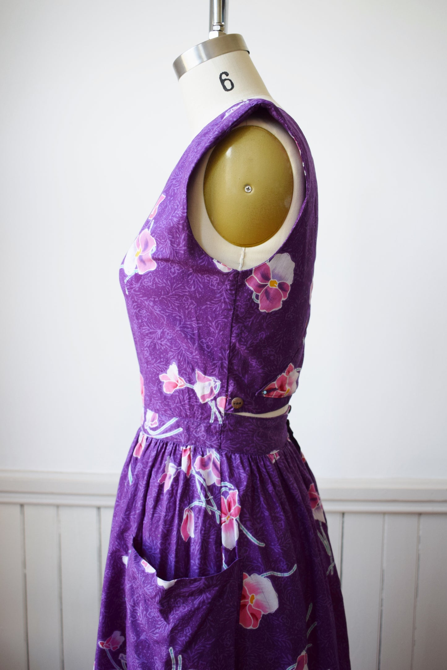 Vintage Wrap Back Batik Cotton Sundress | XS