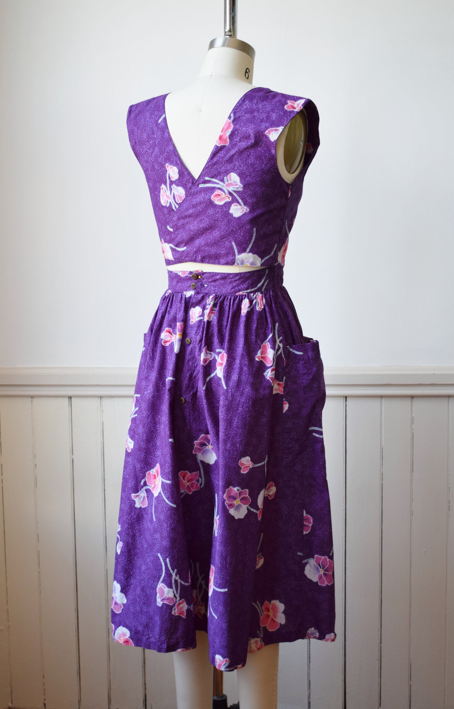 Vintage Wrap Back Batik Cotton Sundress | XS