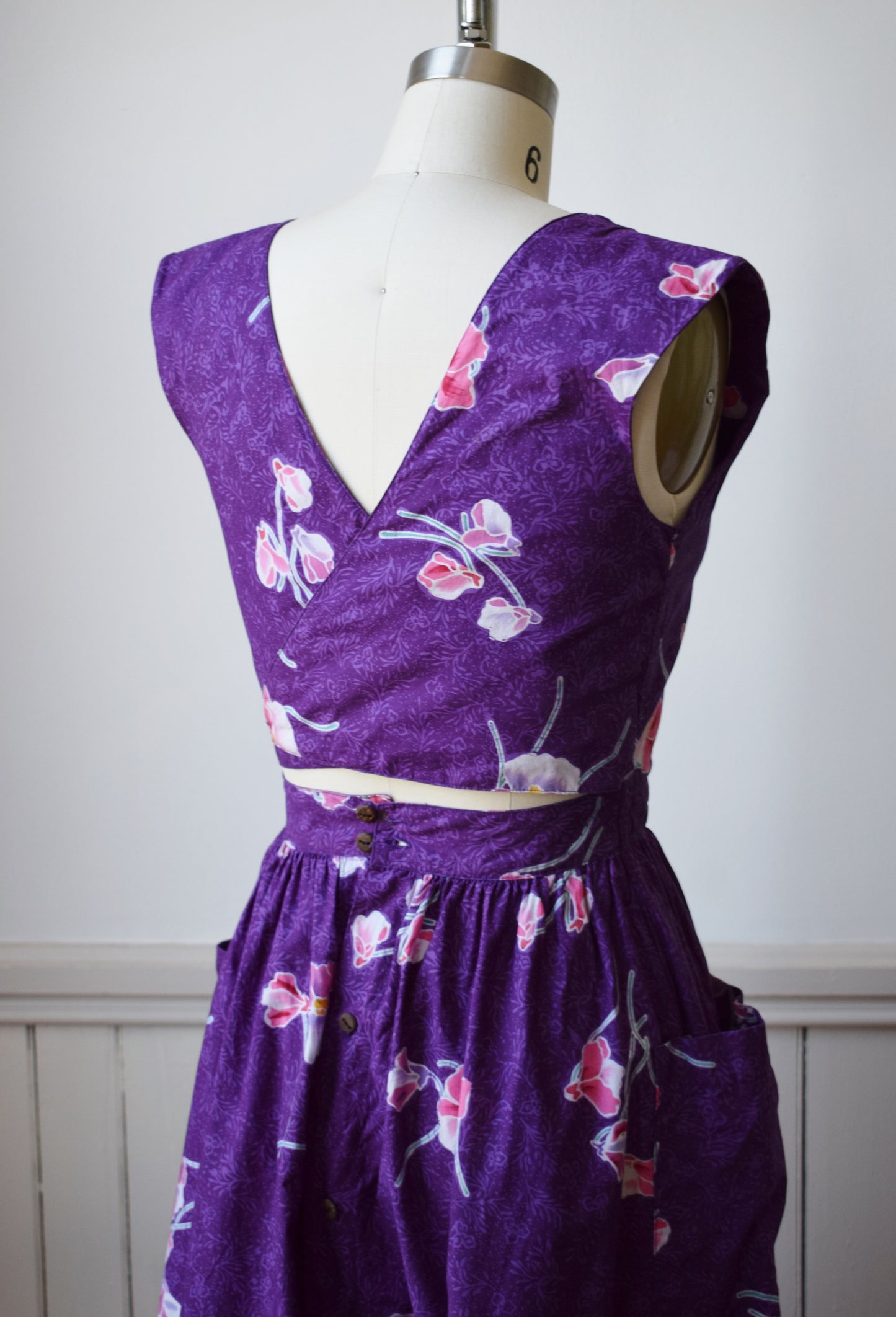 Vintage Wrap Back Batik Cotton Sundress | XS