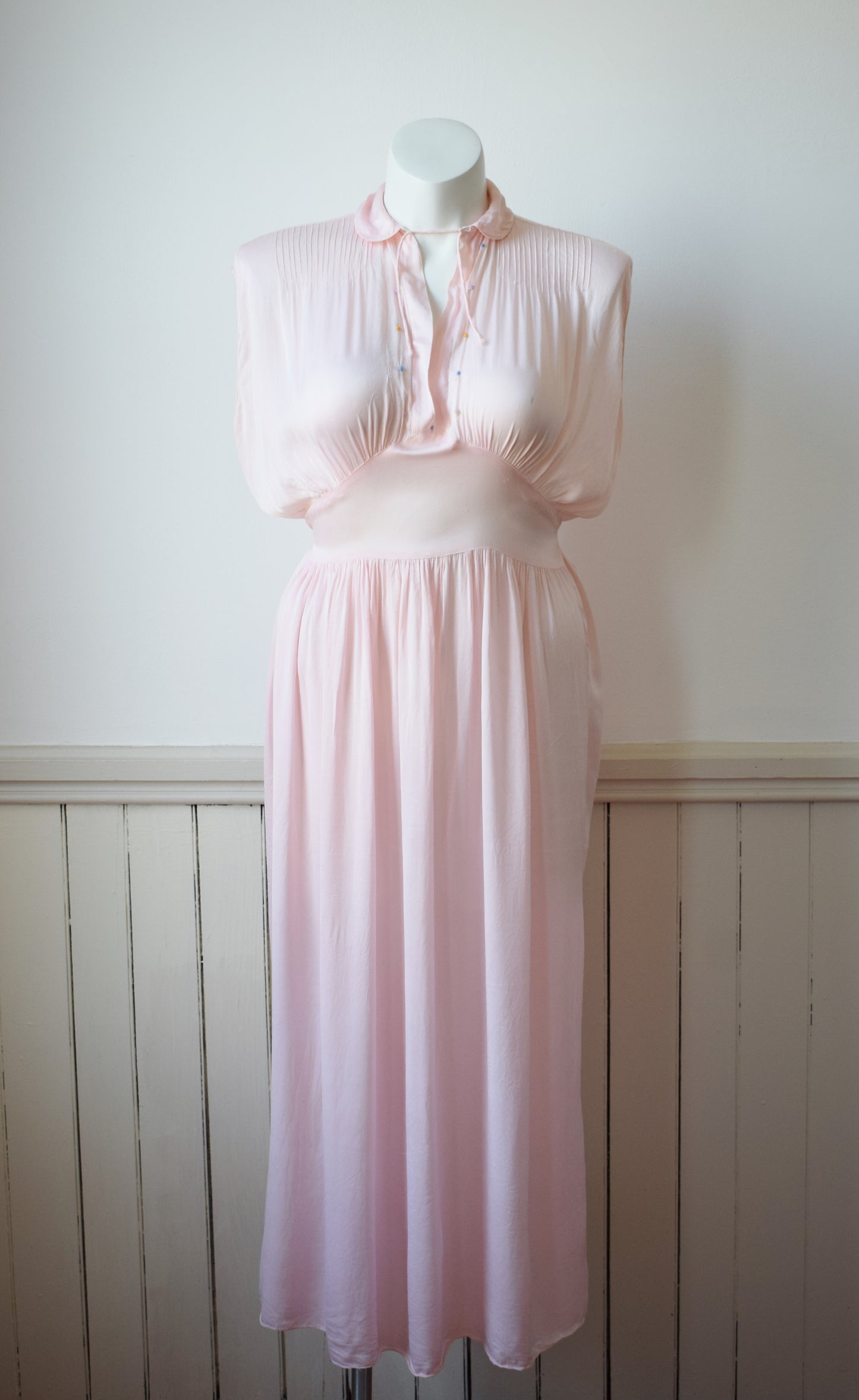 1940s  Soft Pink Rayon Nightgown | XXL