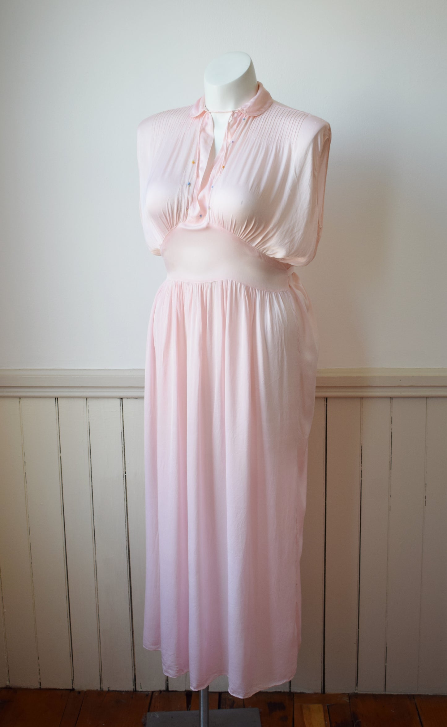 1940s  Soft Pink Rayon Nightgown | XXL