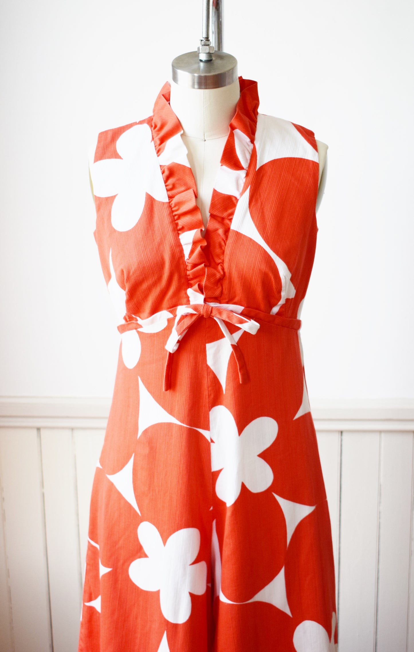 1970s Candy Red Wide Leg Jumpsuit | M