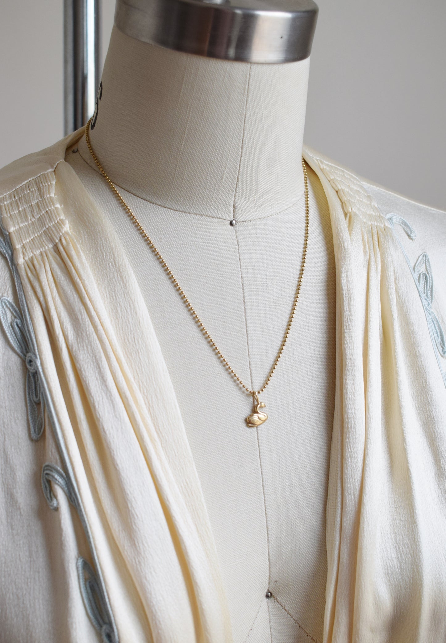 Vintage 10k Gold Swan Charm on Chain